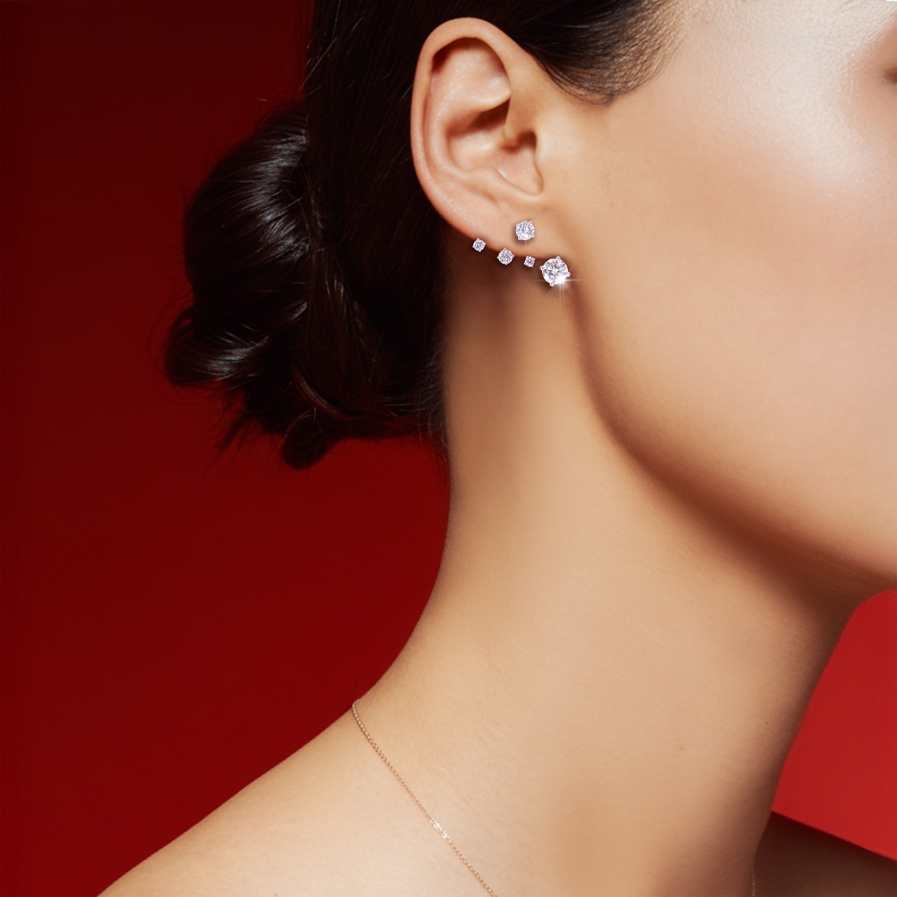 鉑金培育鑽石耳環