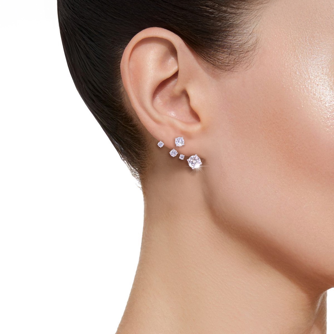 鉑金培育鑽石耳環