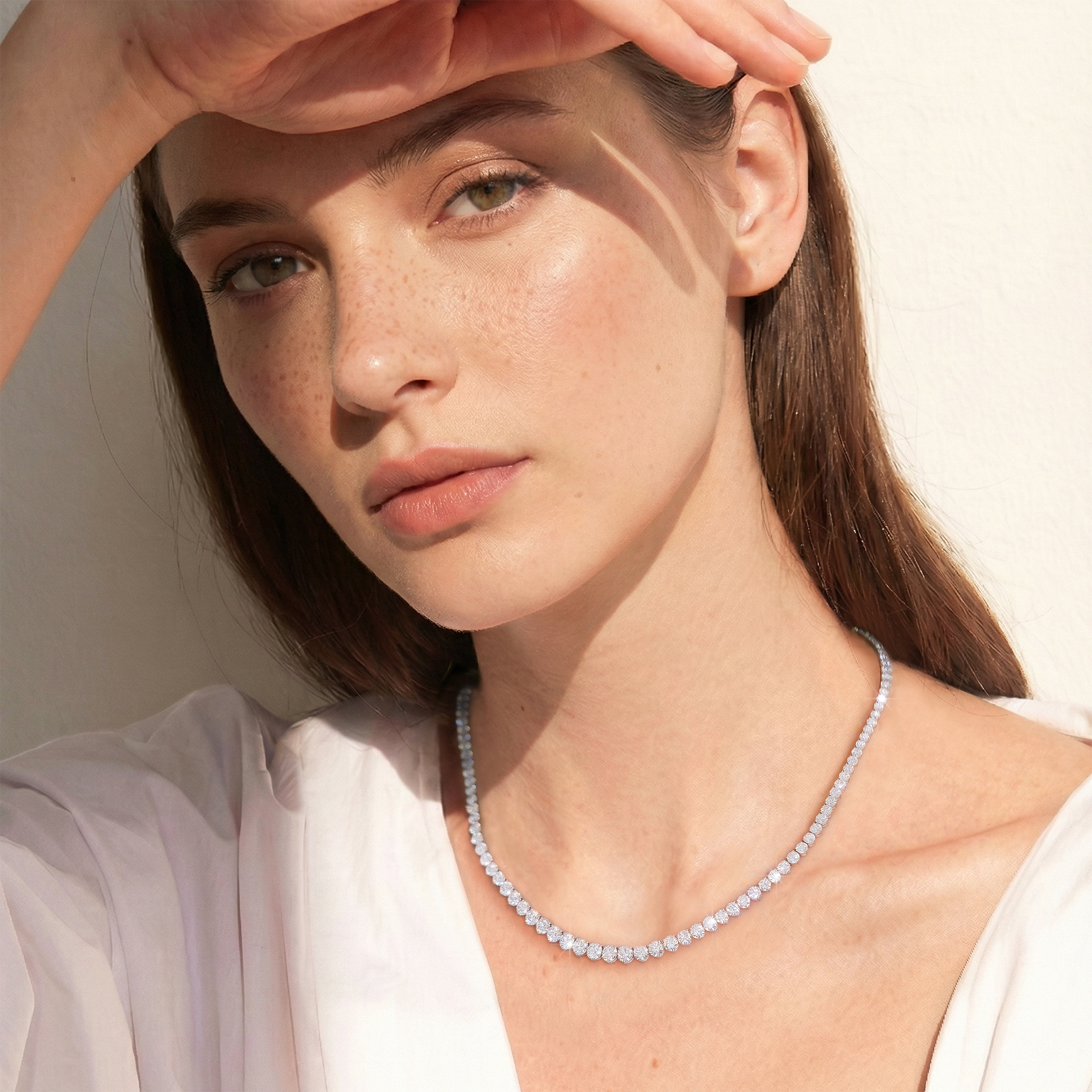 漸變三爪培育鑽石網球頸鏈 (PT750鉑金) (共 18.61 卡)