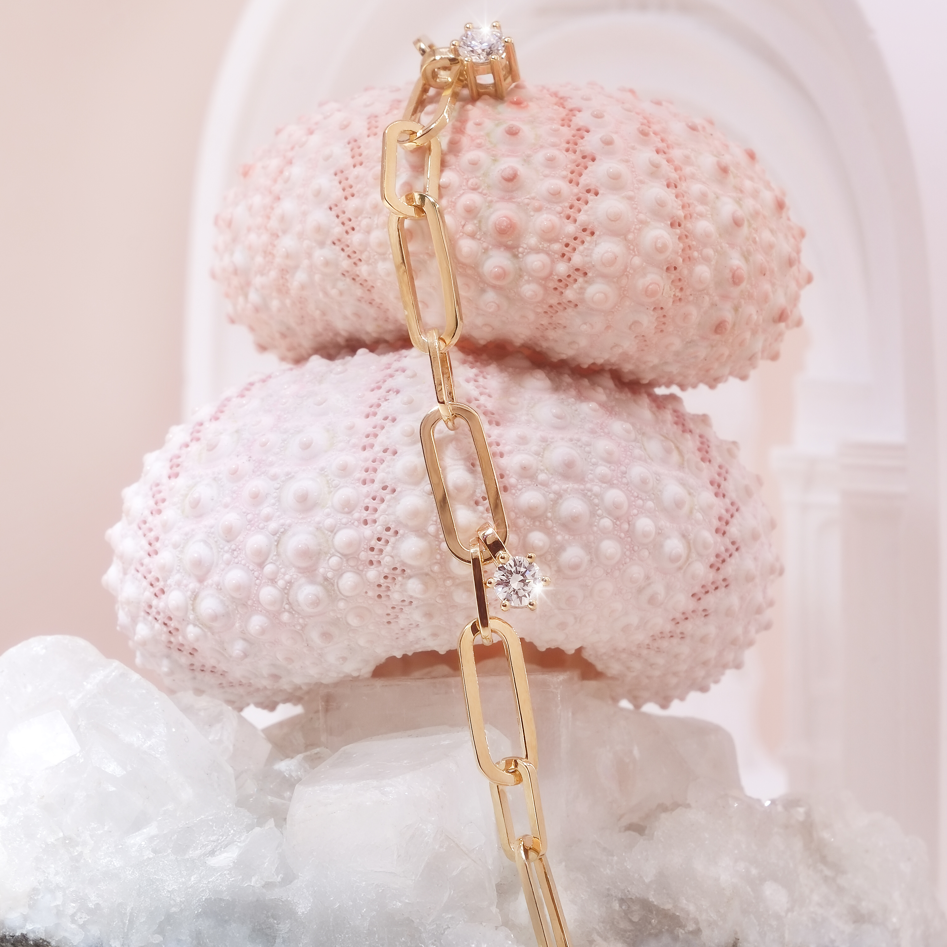 培育鑽石垂墜萬字夾手鏈