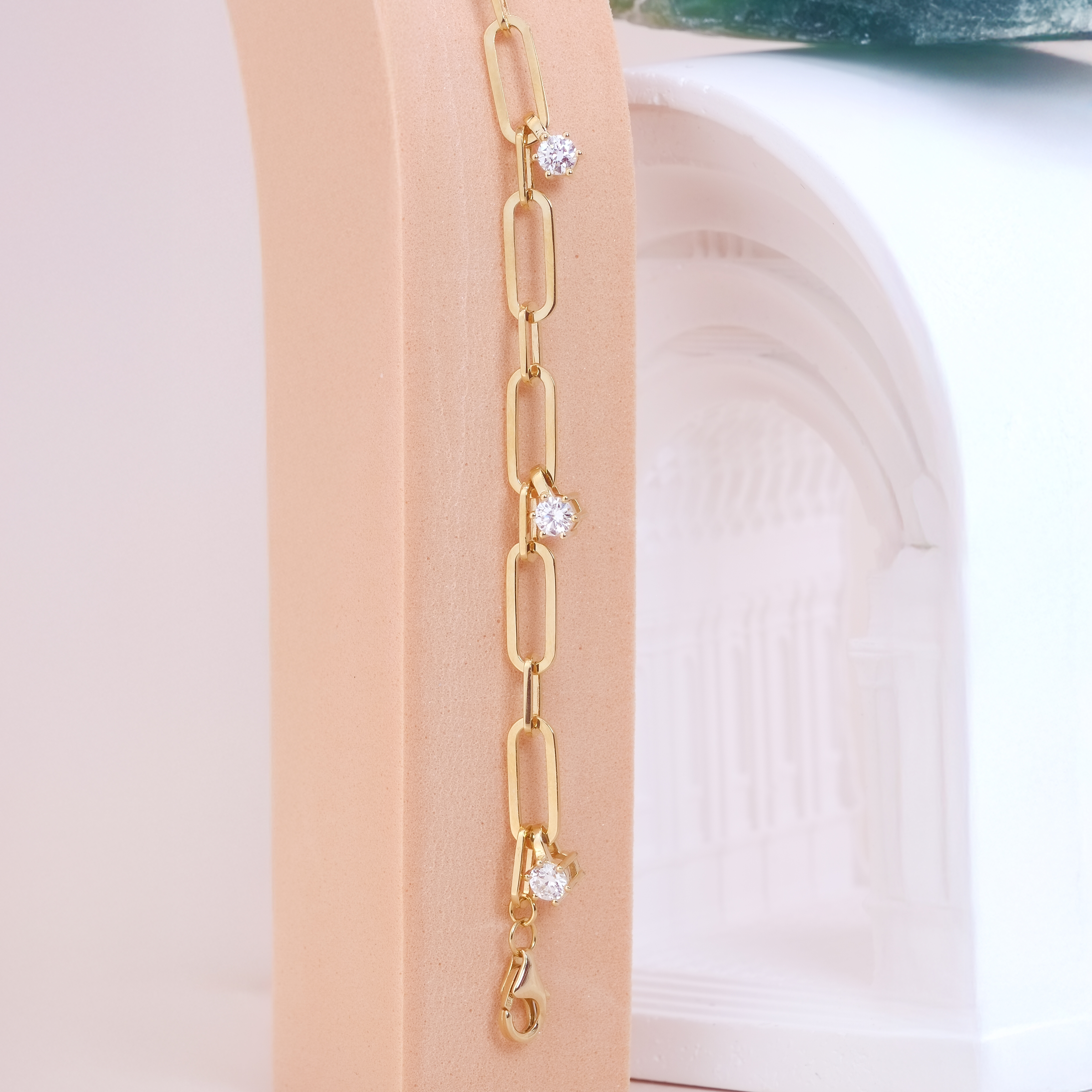 培育鑽石垂墜萬字夾手鏈