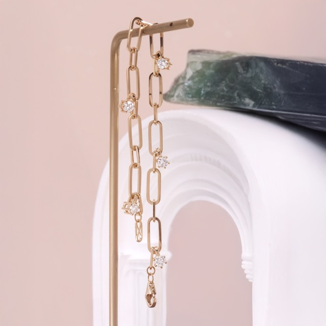 培育鑽石垂墜萬字夾手鏈