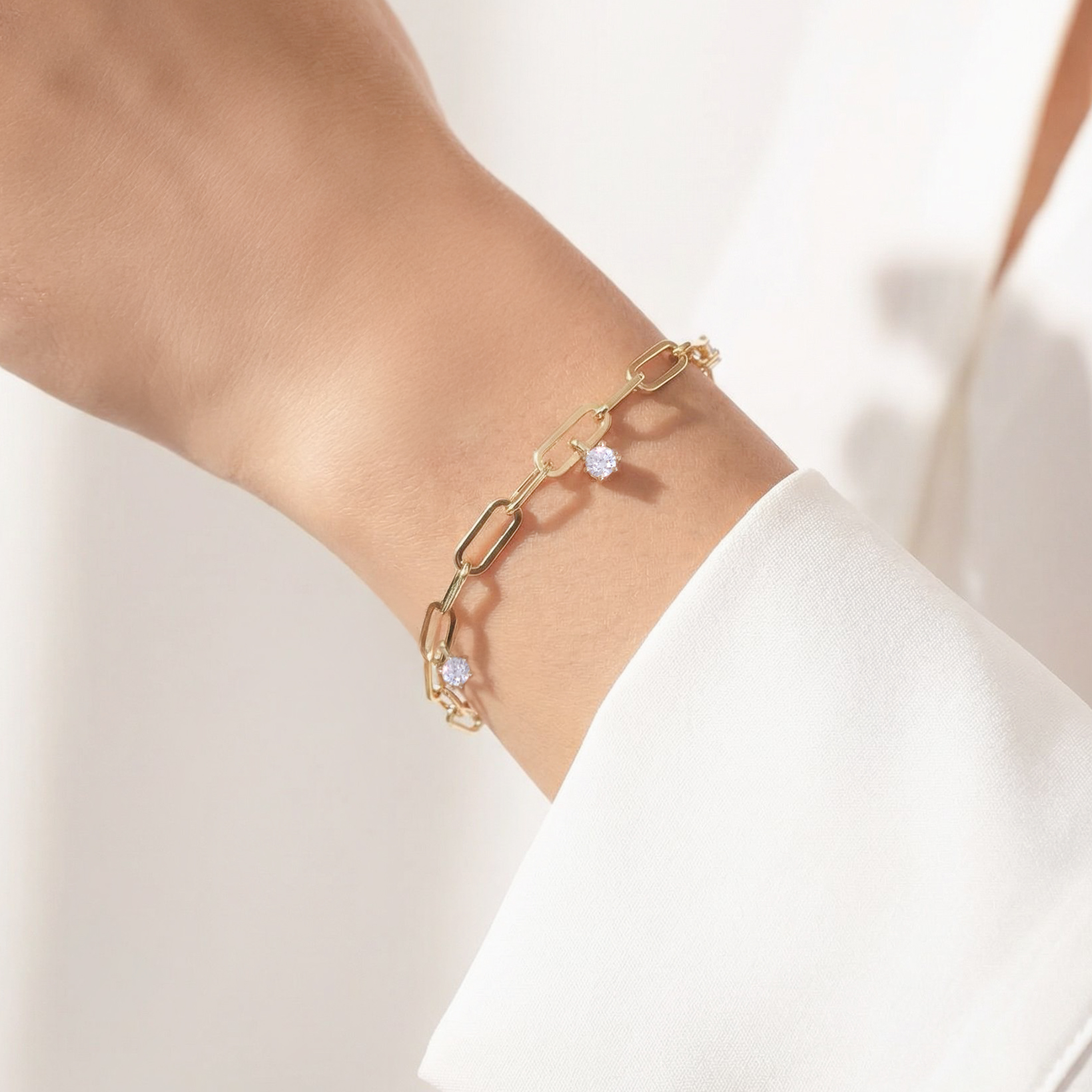 培育鑽石垂墜萬字夾手鏈