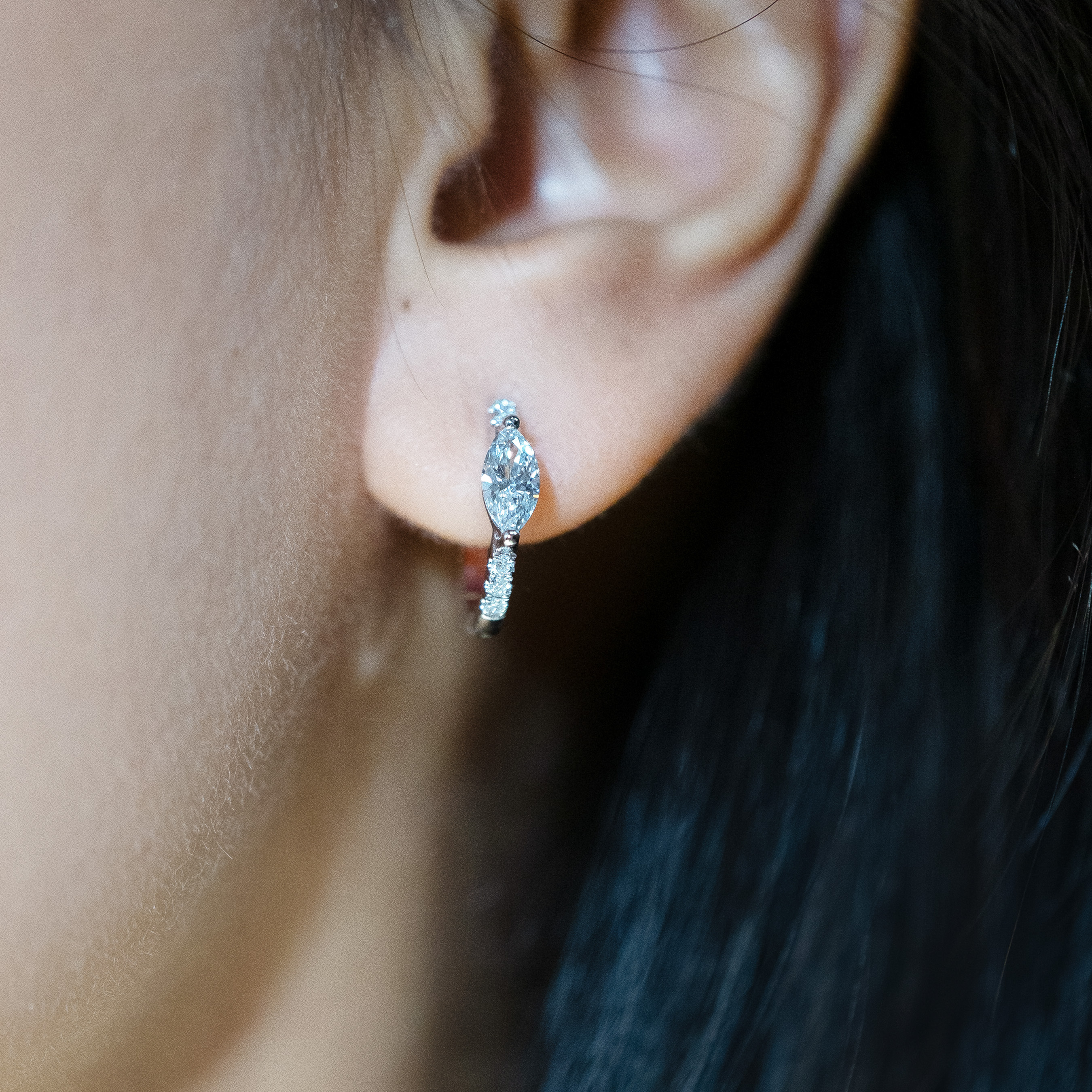 鉑金馬眼培育鑽石耳圈