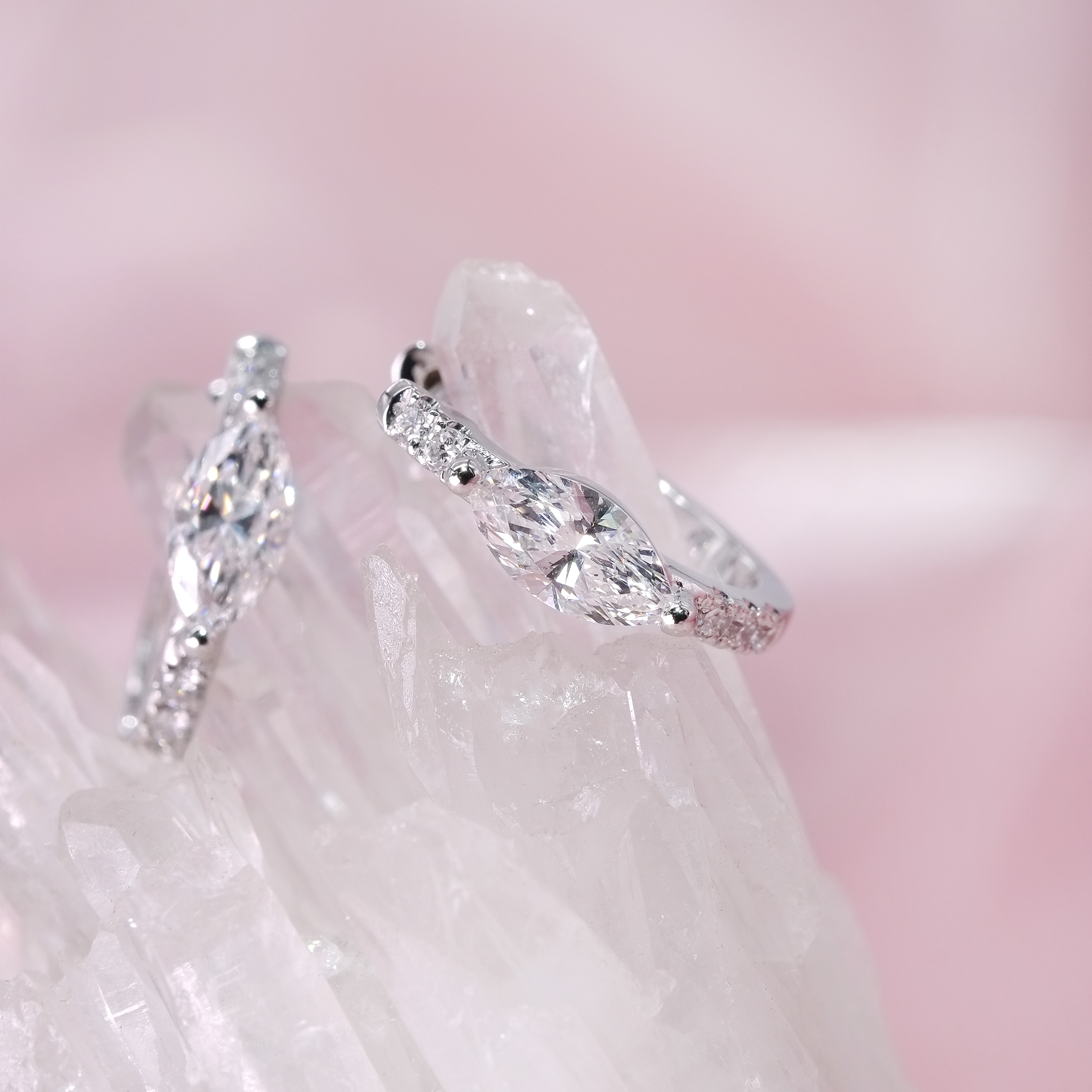 Marquise Lab Grown Diamond Huggie Earrings
