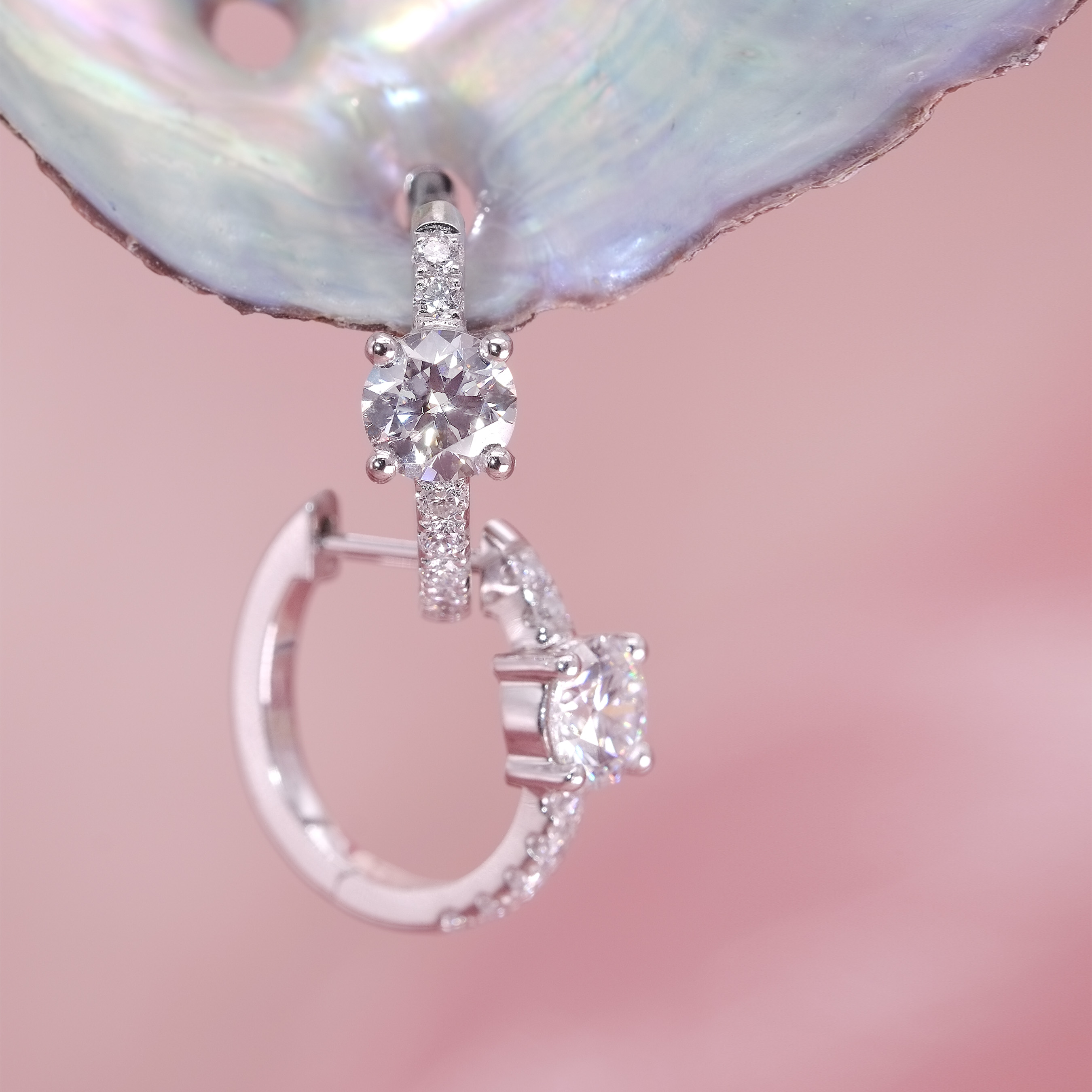 Round Lab Grown Diamond Huggie Earrings