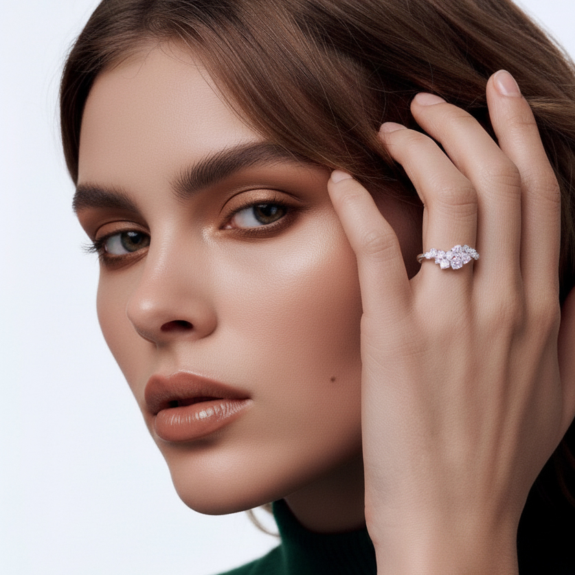 繁星曲線培育鑽石排鑽戒指