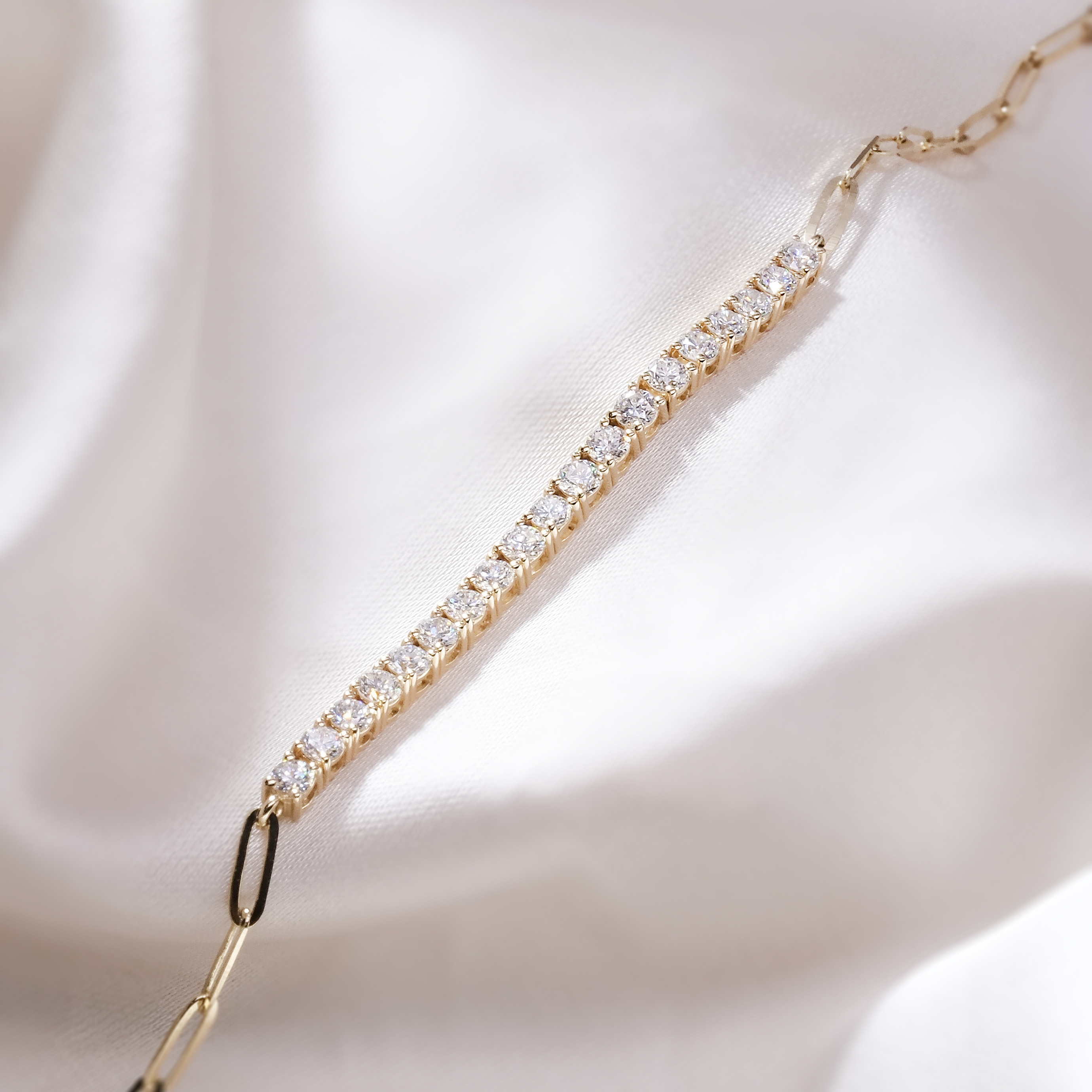 1ct lab grown diamond paper clip tennis bracelet