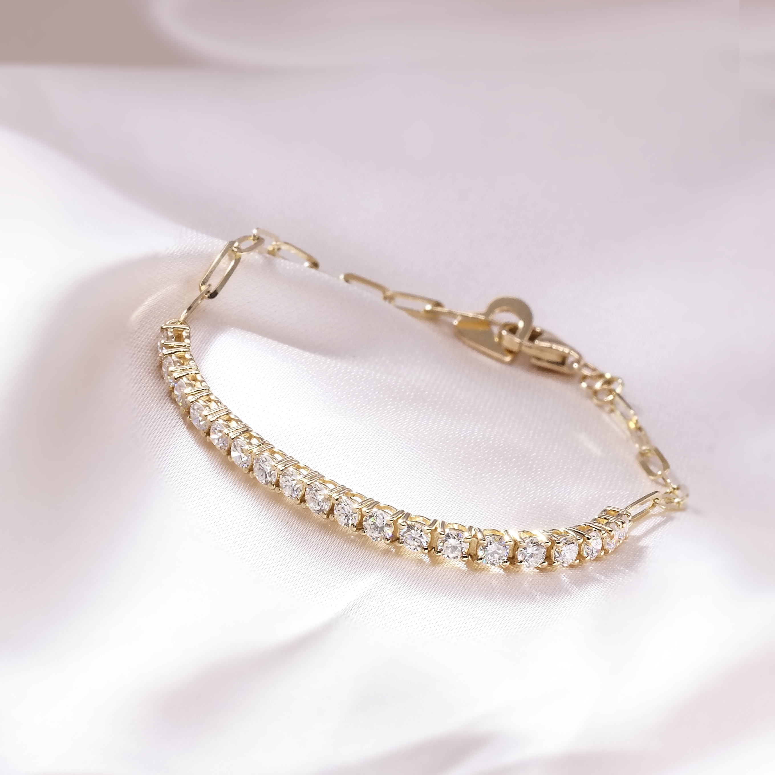 培育鑽石萬字夾網球手鏈 (2.5mm)