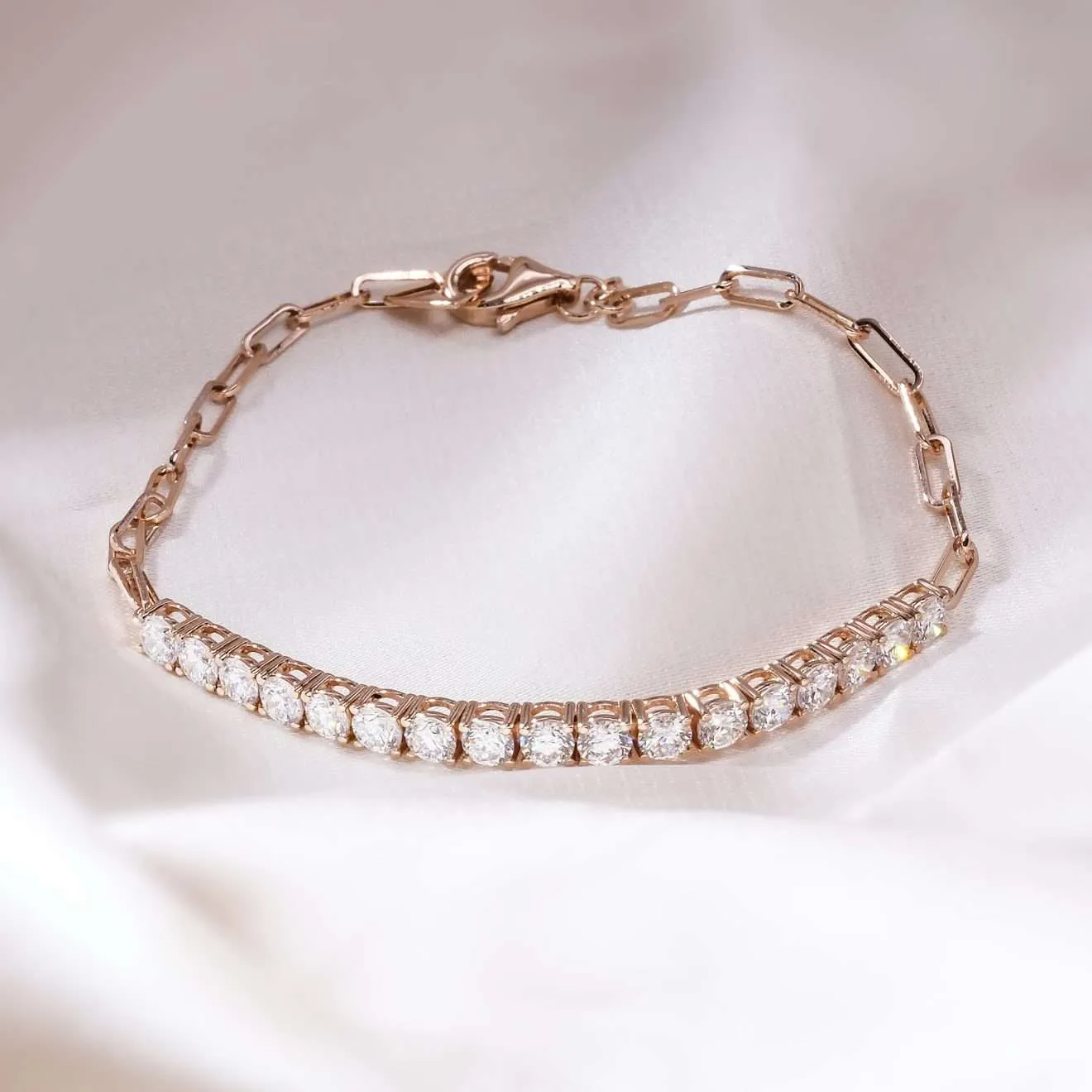 培育鑽石萬字夾網球手鏈 (3mm)