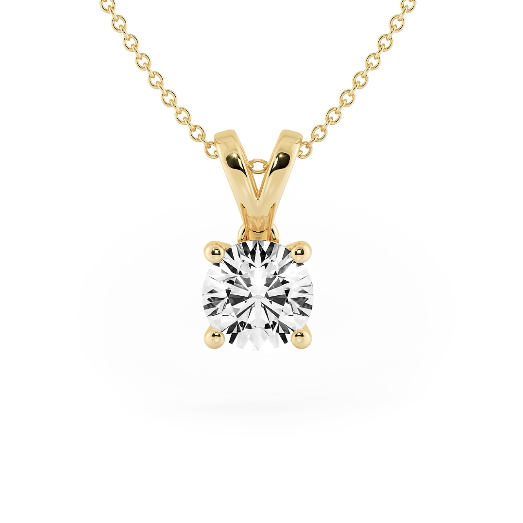 四爪雙環培育鑽石吊墜連18K頸鏈 (0.3ct) 