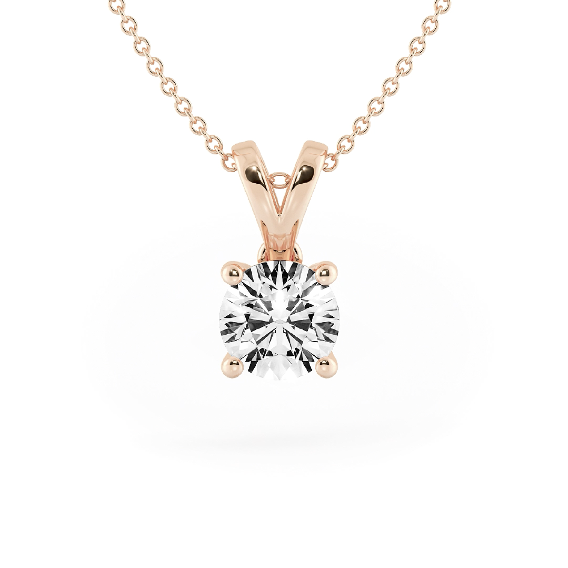 四爪雙環培育鑽石吊墜連18K頸鏈 (0.3ct) 