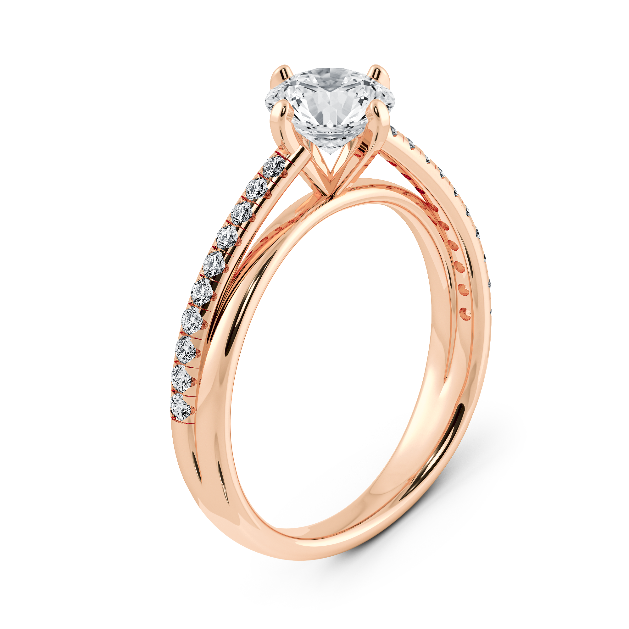 DIABOND Kasumiso 霞蔭草 18K玫瑰金 培育鑽石戒指，柔美霞光交叉設計