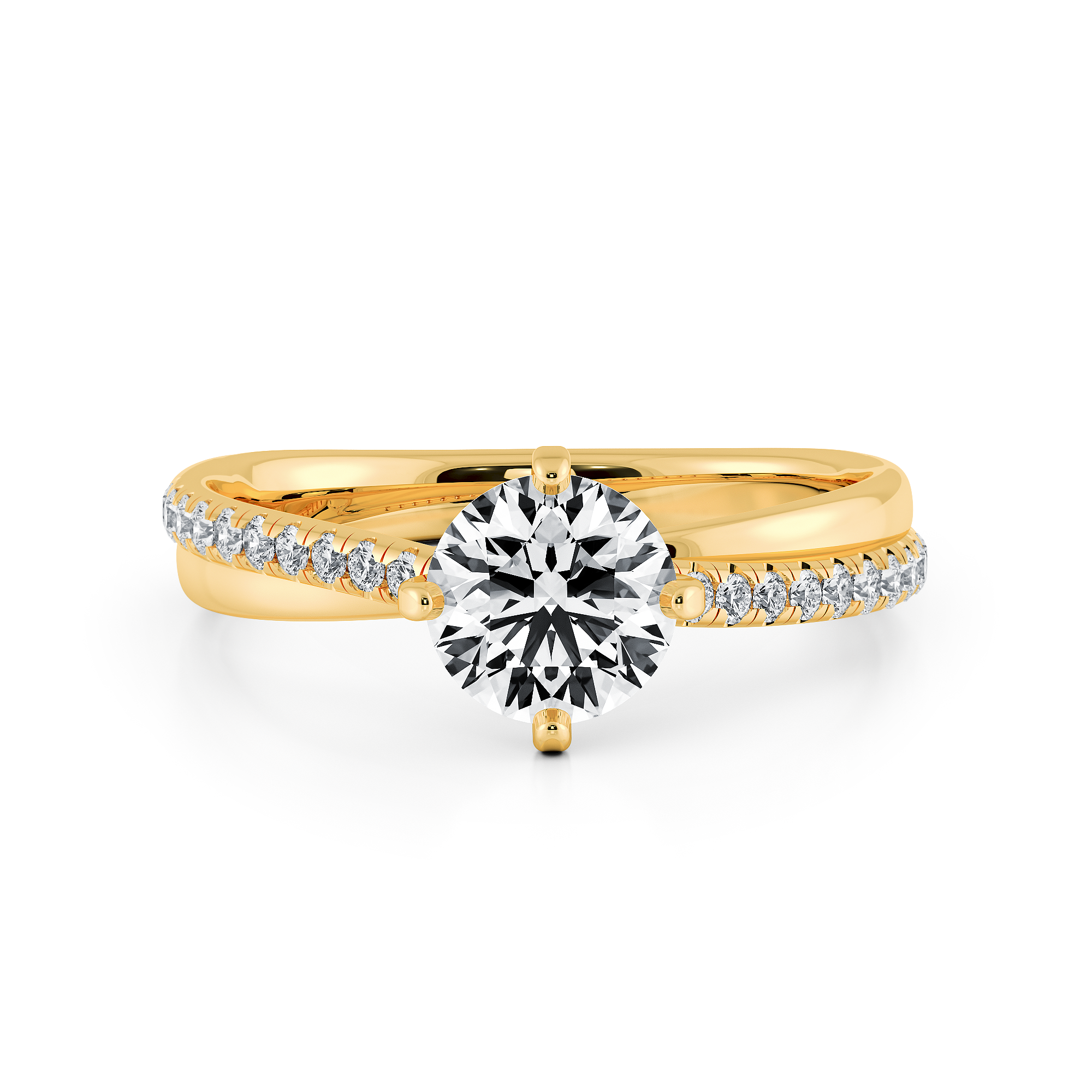 DIABOND Kasumiso 霞蔭草 18K黃金 訂婚戒指，奢華交叉鑲鑽款式