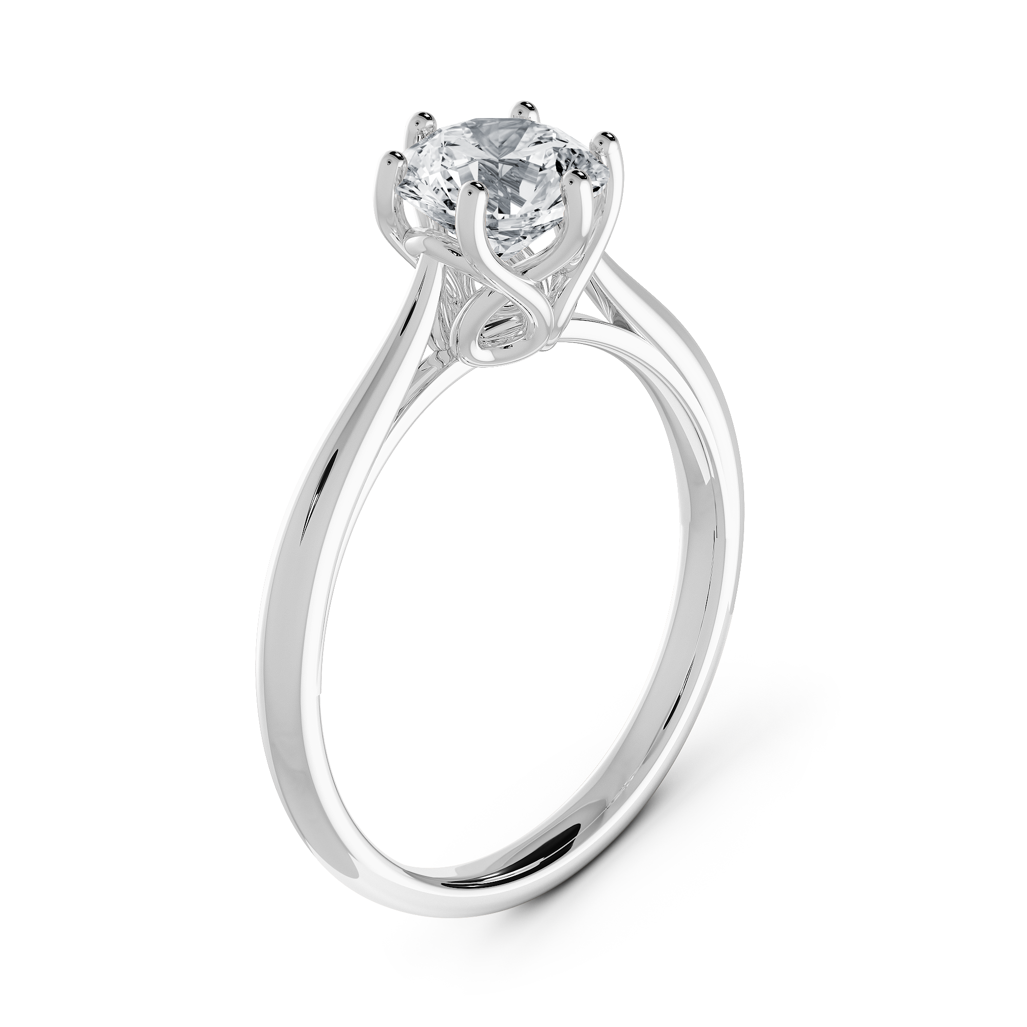 18K白金培育鑽石戒指，Tanpopo 系列 45 度角透視，展現 2.0mm 舒適戒寬與火彩。