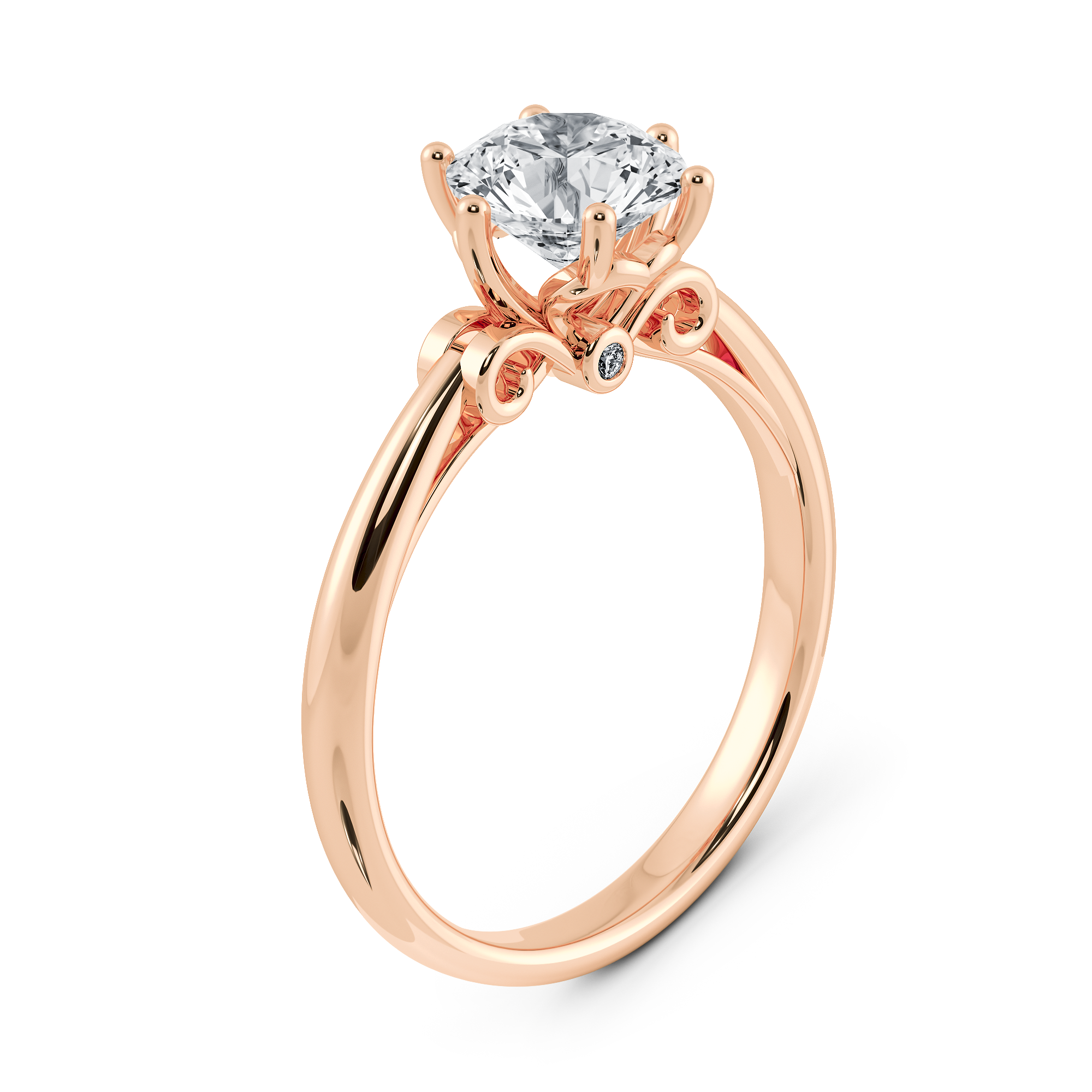 18K Rose Gold 培育鑽石求婚戒指，Ajisai 系列 2.2mm 戒寬與六爪鑲嵌，全方位釋放火彩。