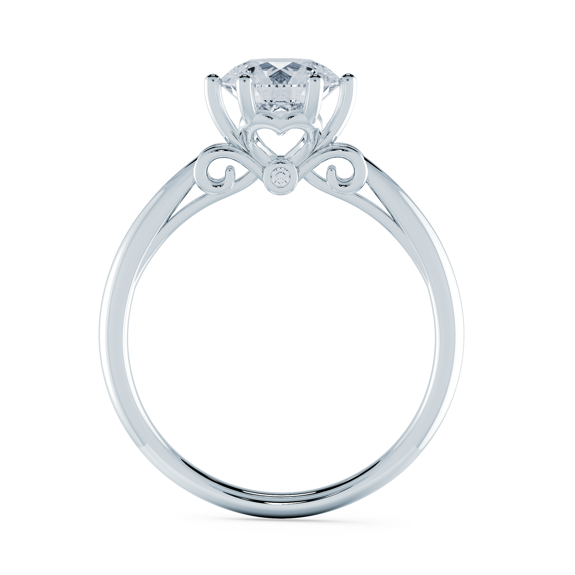 Ajisai 紫陽花系列，18K白金六爪培育鑽石戒指，經典單鑽求婚款式。