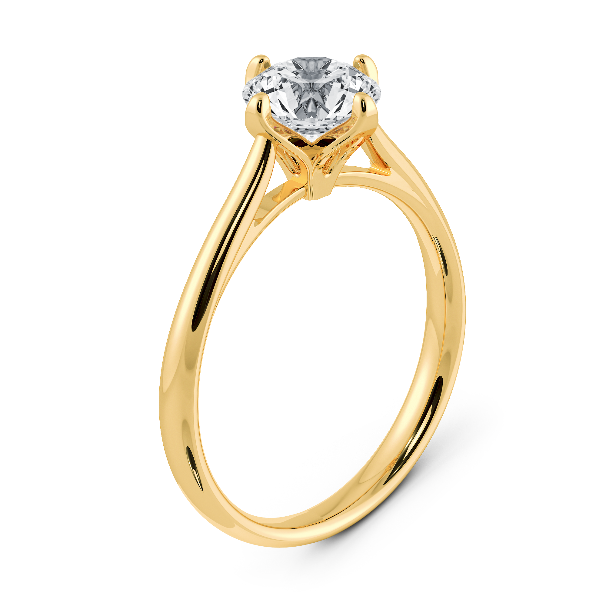 DIABOND Churippu 鬱金香 18K黃金 求婚鑽戒，經典拱橋戒臂設計細節