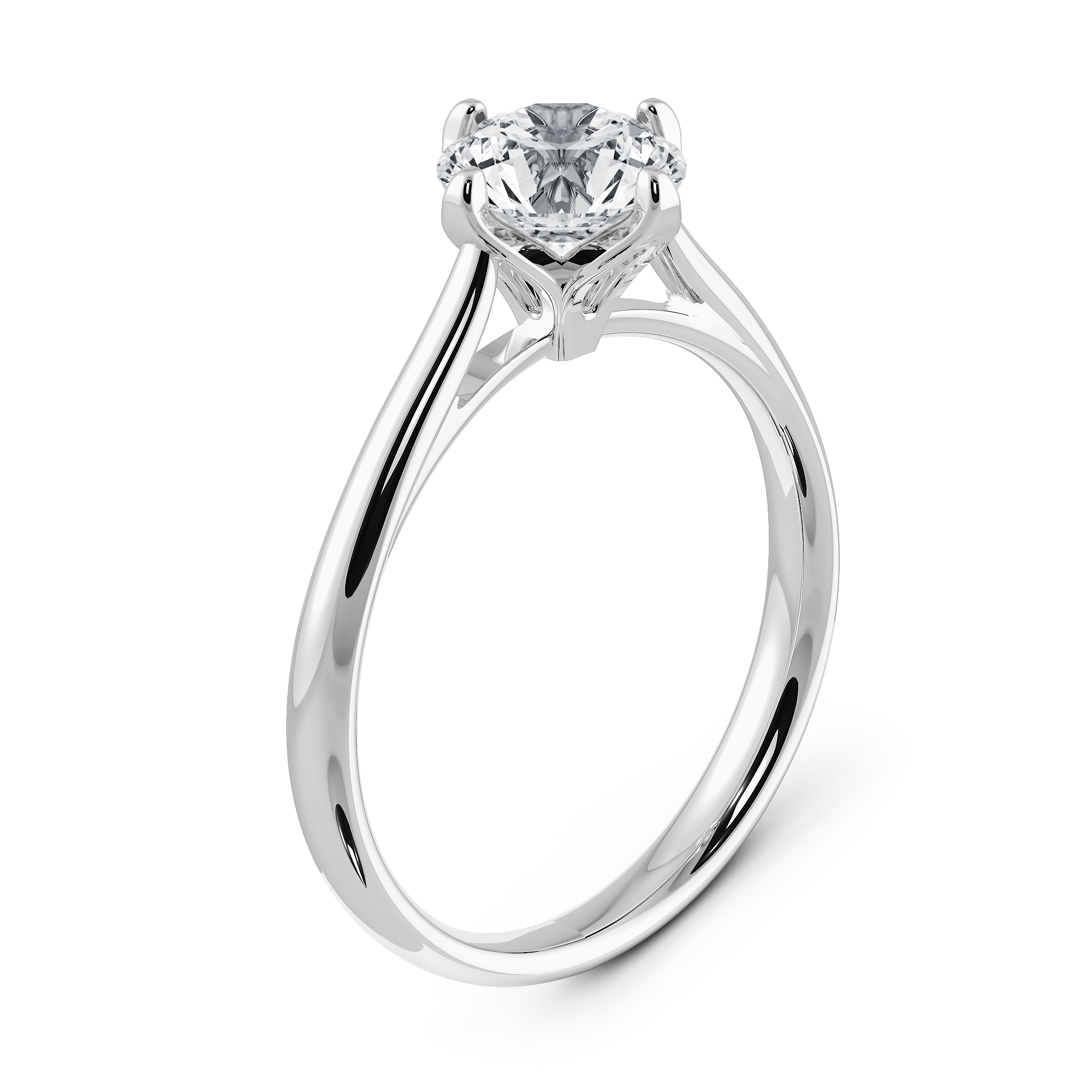 四爪鬱金香花苞造型鑽戒 - 側面鏤空花瓣細節