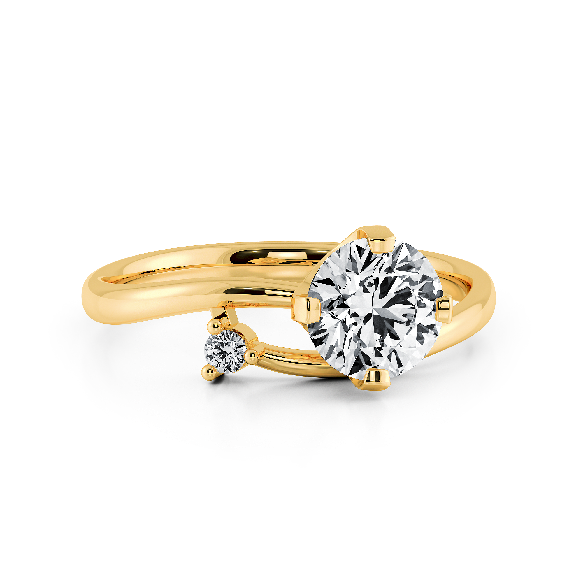 DIABOND Bara 玫瑰 18K黃金 訂婚戒指，獨特伴鑽顯鑽設計