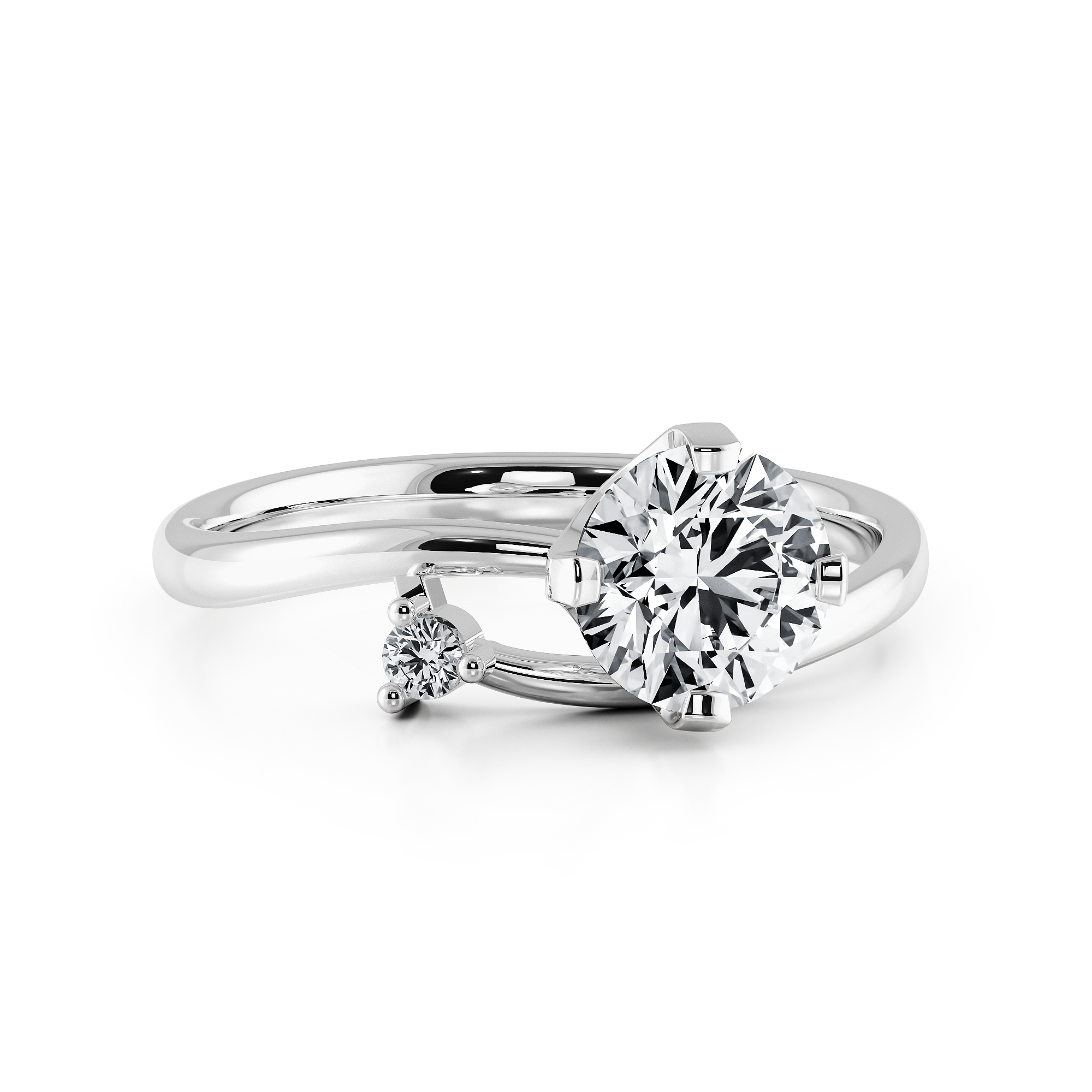 1.09ct D VVS2 圓形培育鑽石18K白金戒指 (附證書)