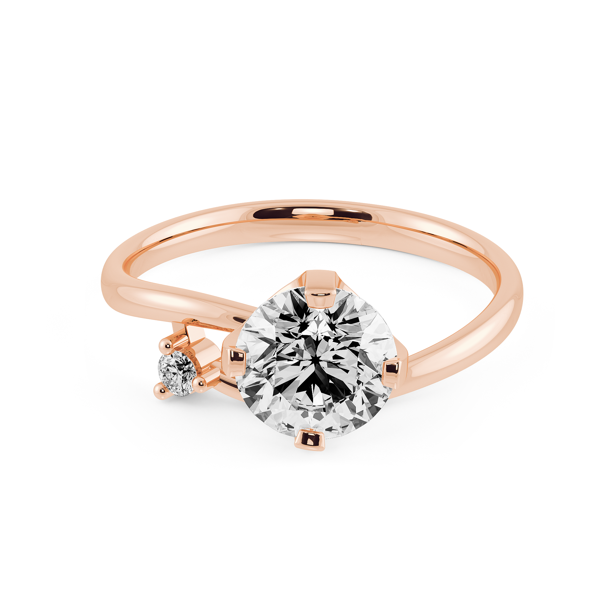 DIABOND Bara 玫瑰 18K玫瑰金 培育鑽石戒指，浪漫流星造型款式