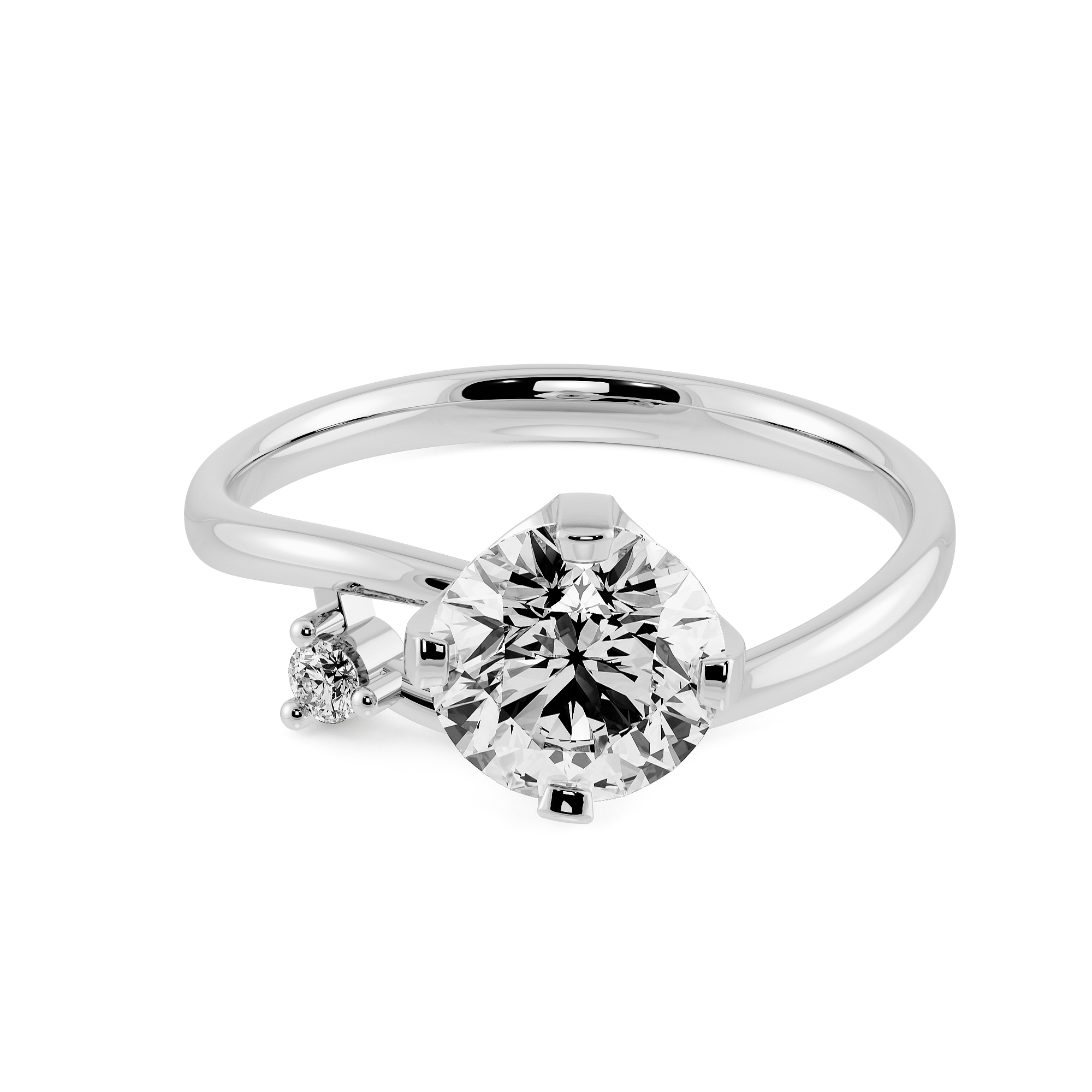 1.09ct D VVS2 圓形培育鑽石18K白金戒指 (附證書)