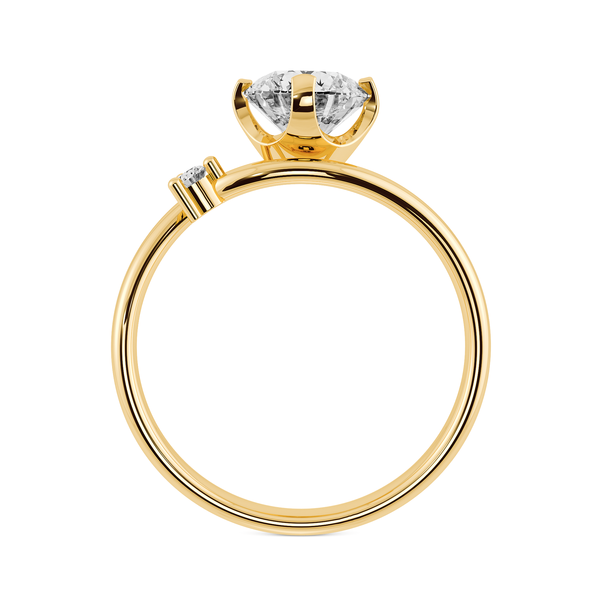 DIABOND Bara 玫瑰 18K黃金 訂婚戒指，獨特伴鑽顯鑽設計