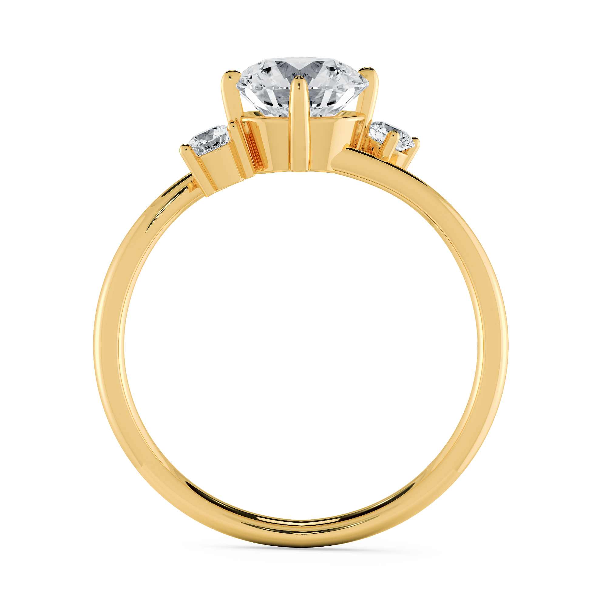 18K 黃金山茶戒指側面細節,展現高雅的鑲嵌工藝與流暢曲線