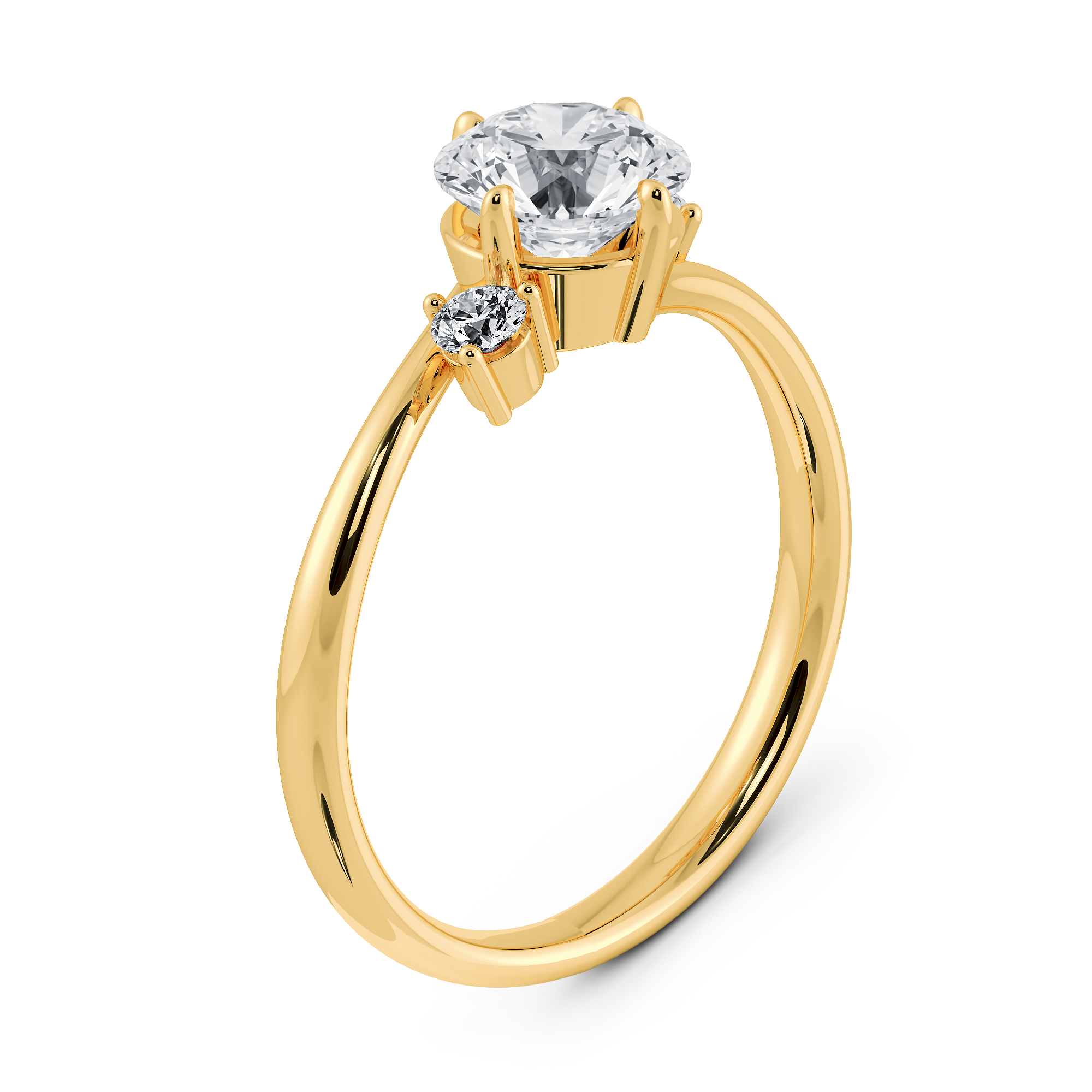 18K 黃金山茶戒指側面細節,展現高雅的鑲嵌工藝與流暢曲線