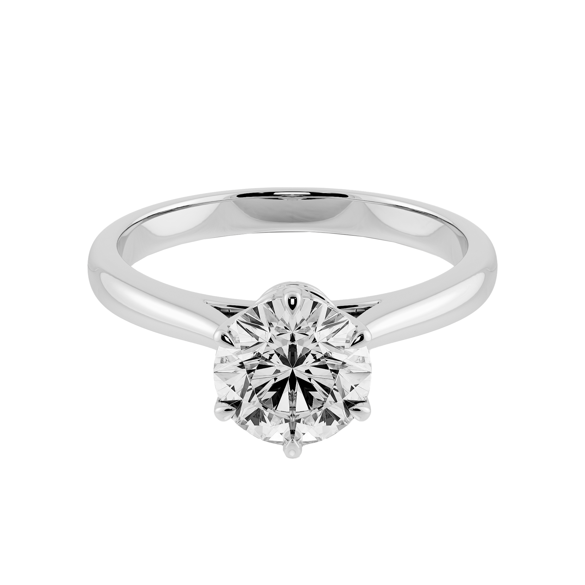 經典六爪培育鑽石戒指正面-Crown Head皇冠托座設計