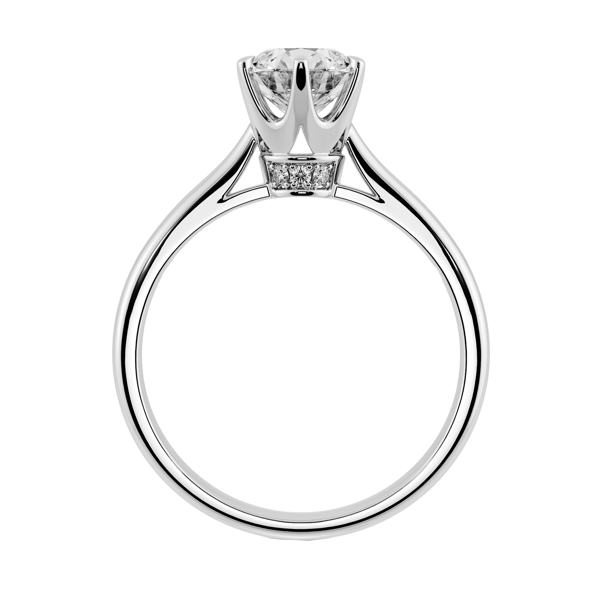 女王款求婚戒指45度-雕塑感皇冠爪鑲工藝