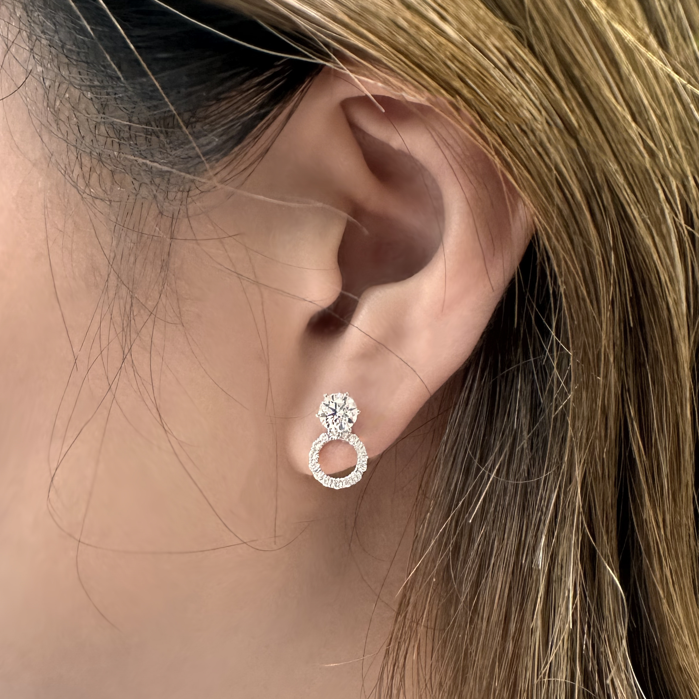 光環培育鑽石三戴耳環