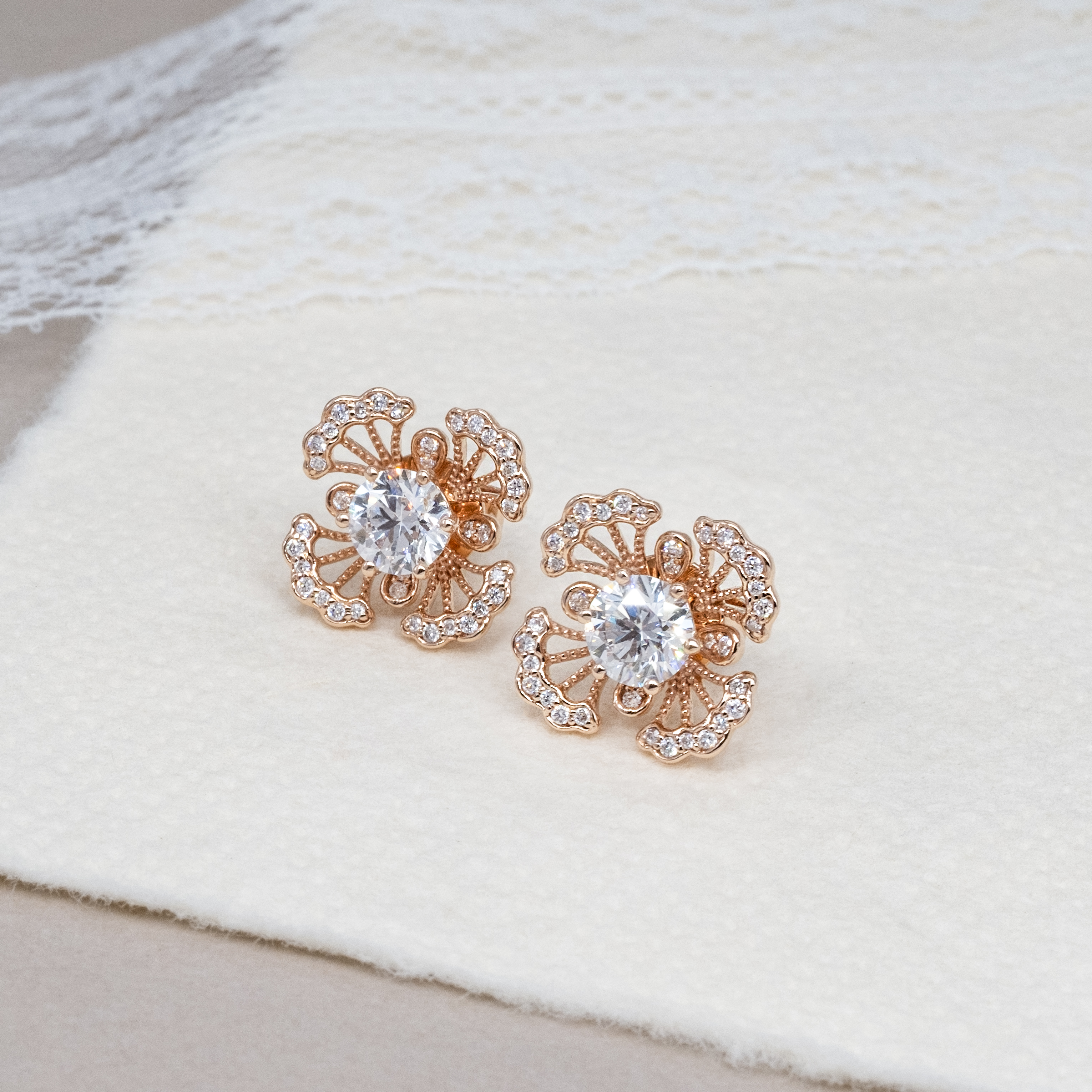 繁花可拆式培育鑽石耳環