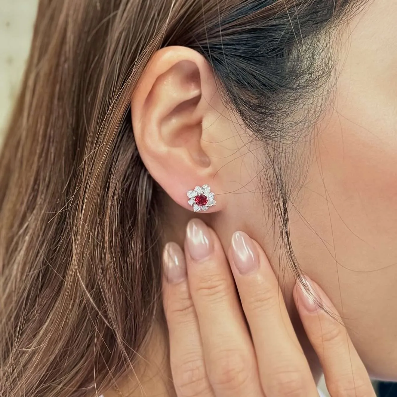 向日葵培育寶石鑽石耳環