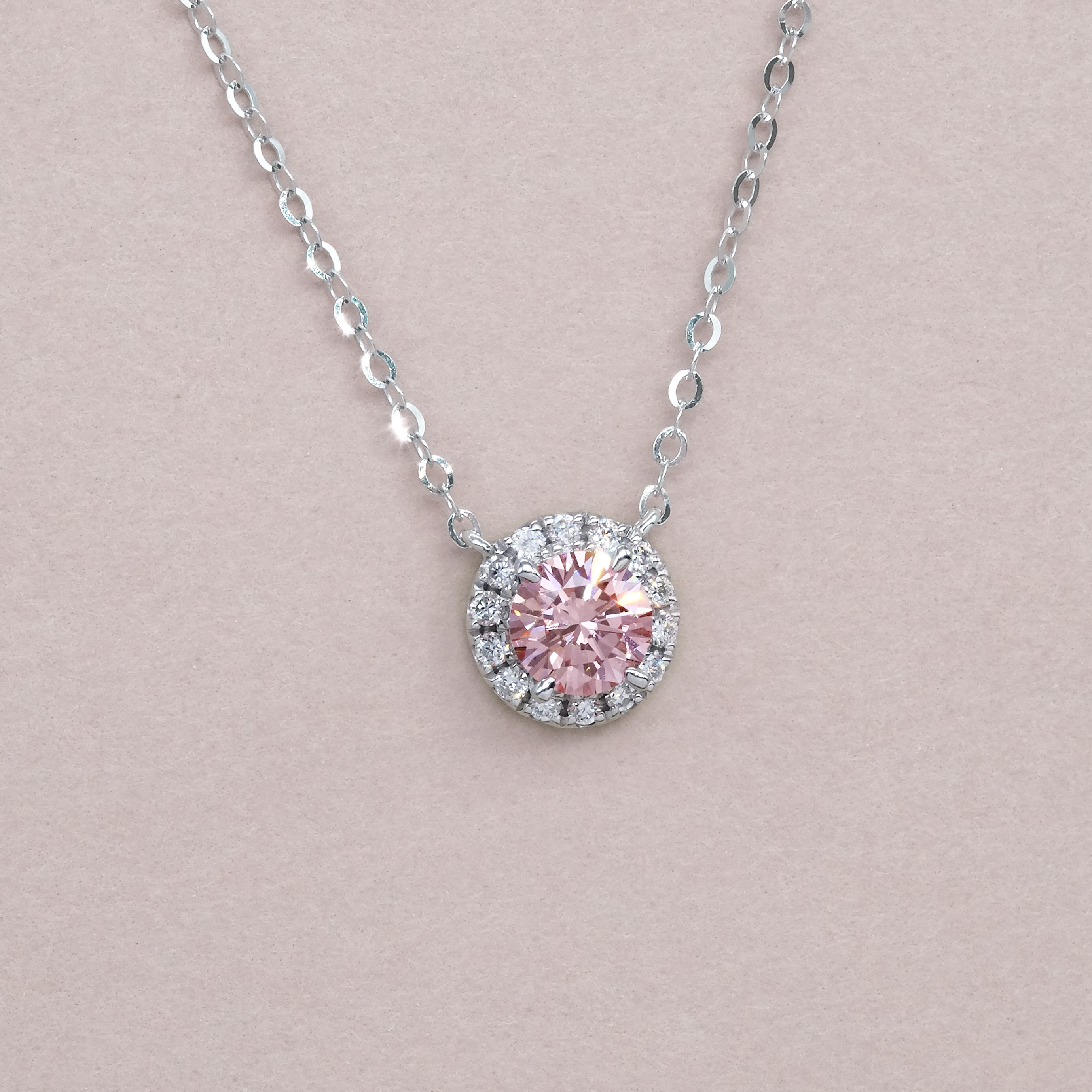 圍鑽圓形培育粉鑽頸鏈