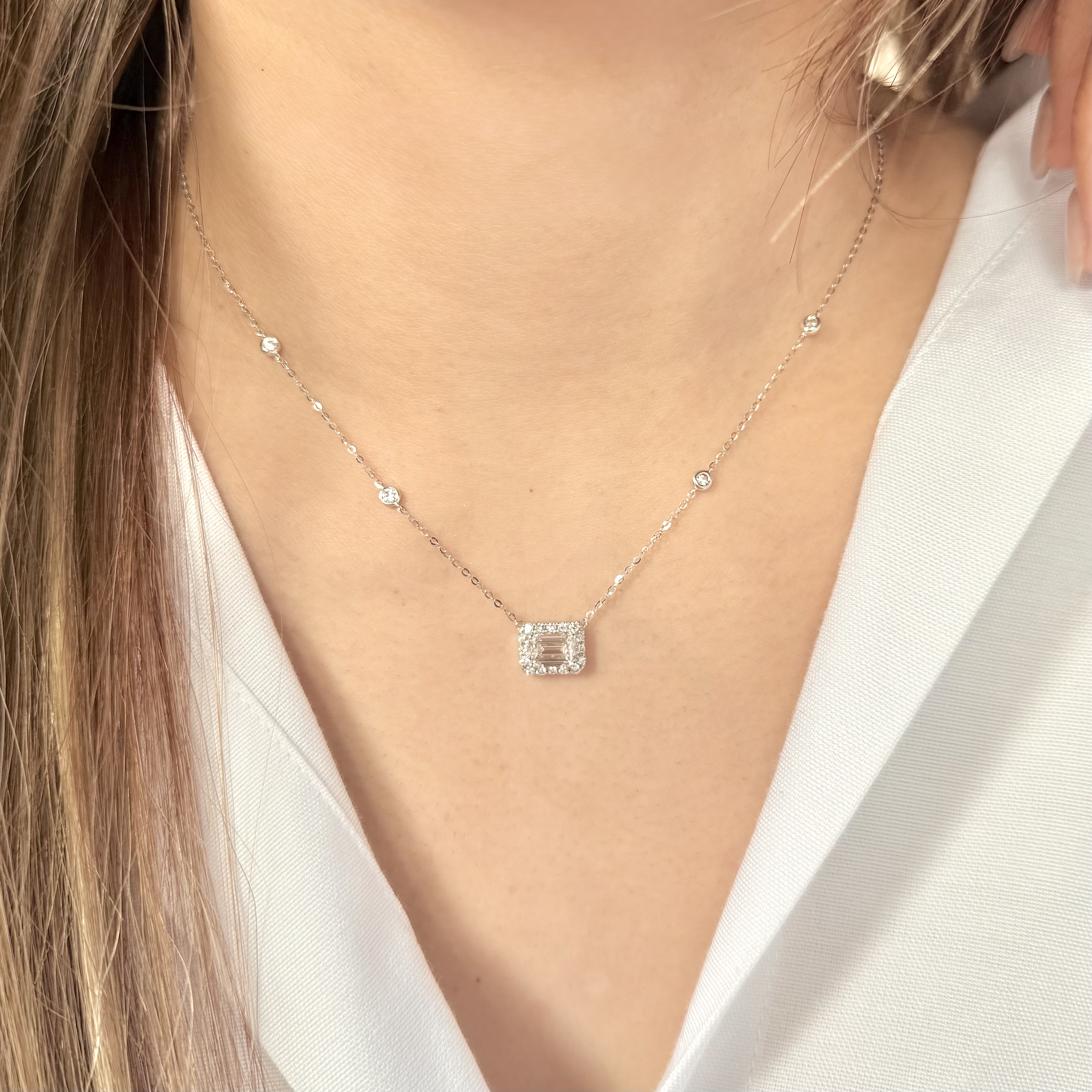 1卡小方糖培育鑽石連18K水泡頸鏈