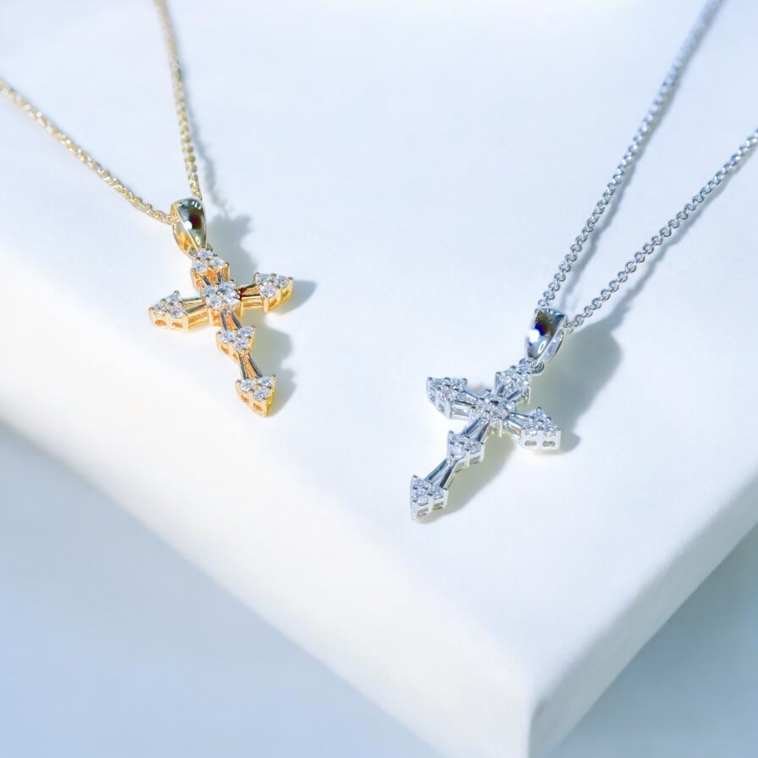 Antique Cross Lab Grown Diamond Pendant Necklace