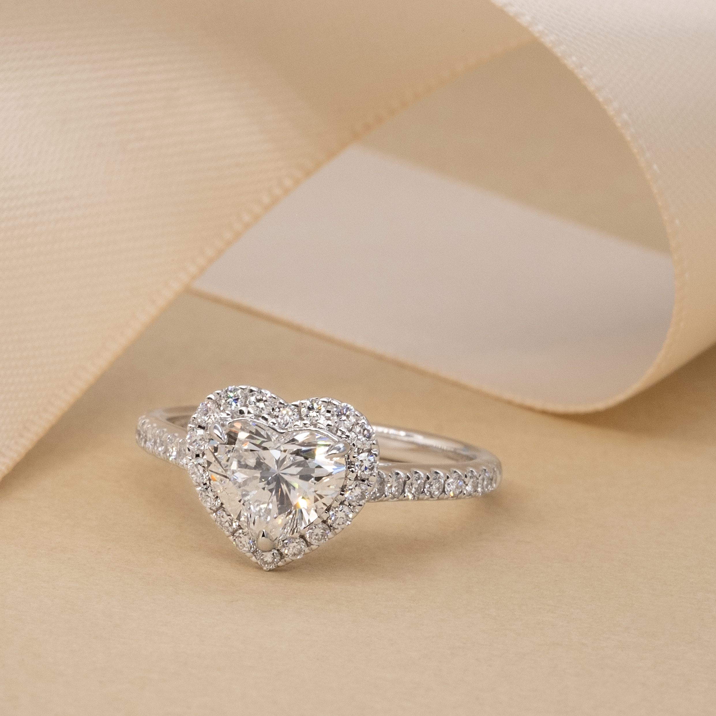 1.52ct D VVS2 心形圍鑽培育鑽石18K白金戒指