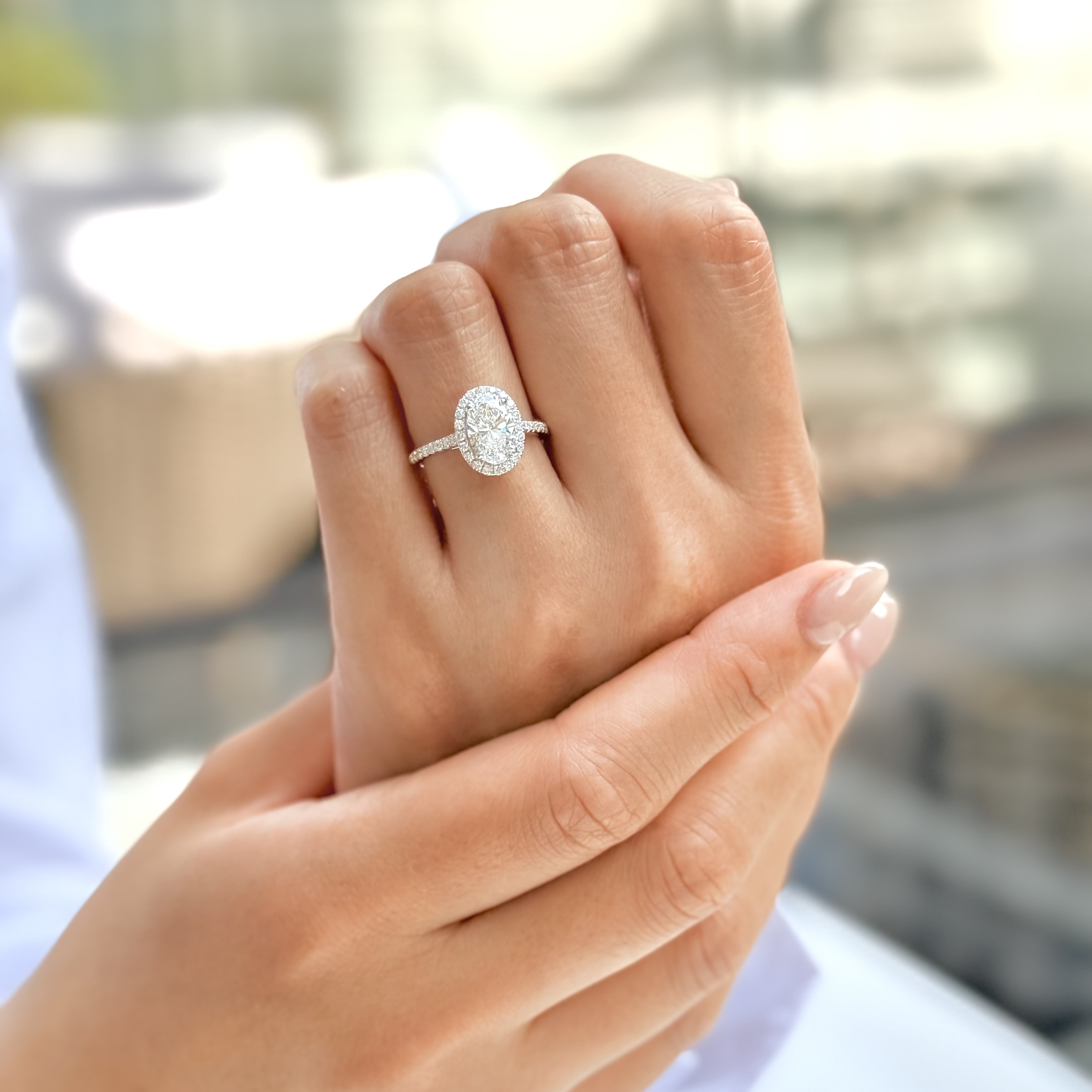 1.50ct D VVS2 橢圓形培育鑽石18K白金戒指 (附證書)