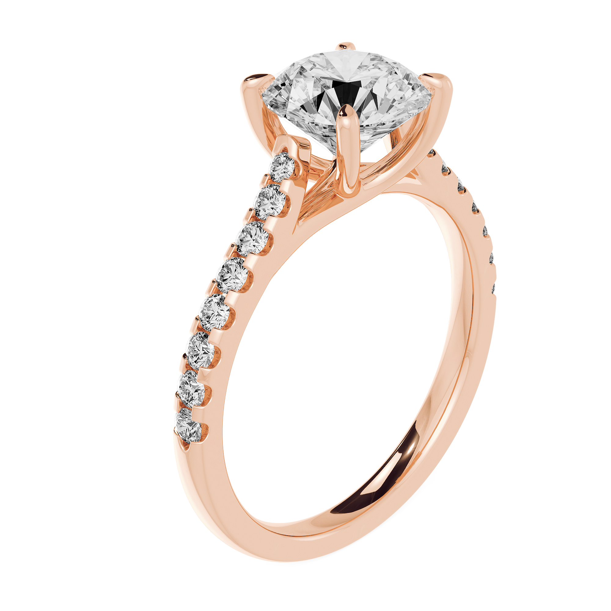 18K玫瑰金戒托搭配 Pave 碎鑽戒臂 - DIABOND