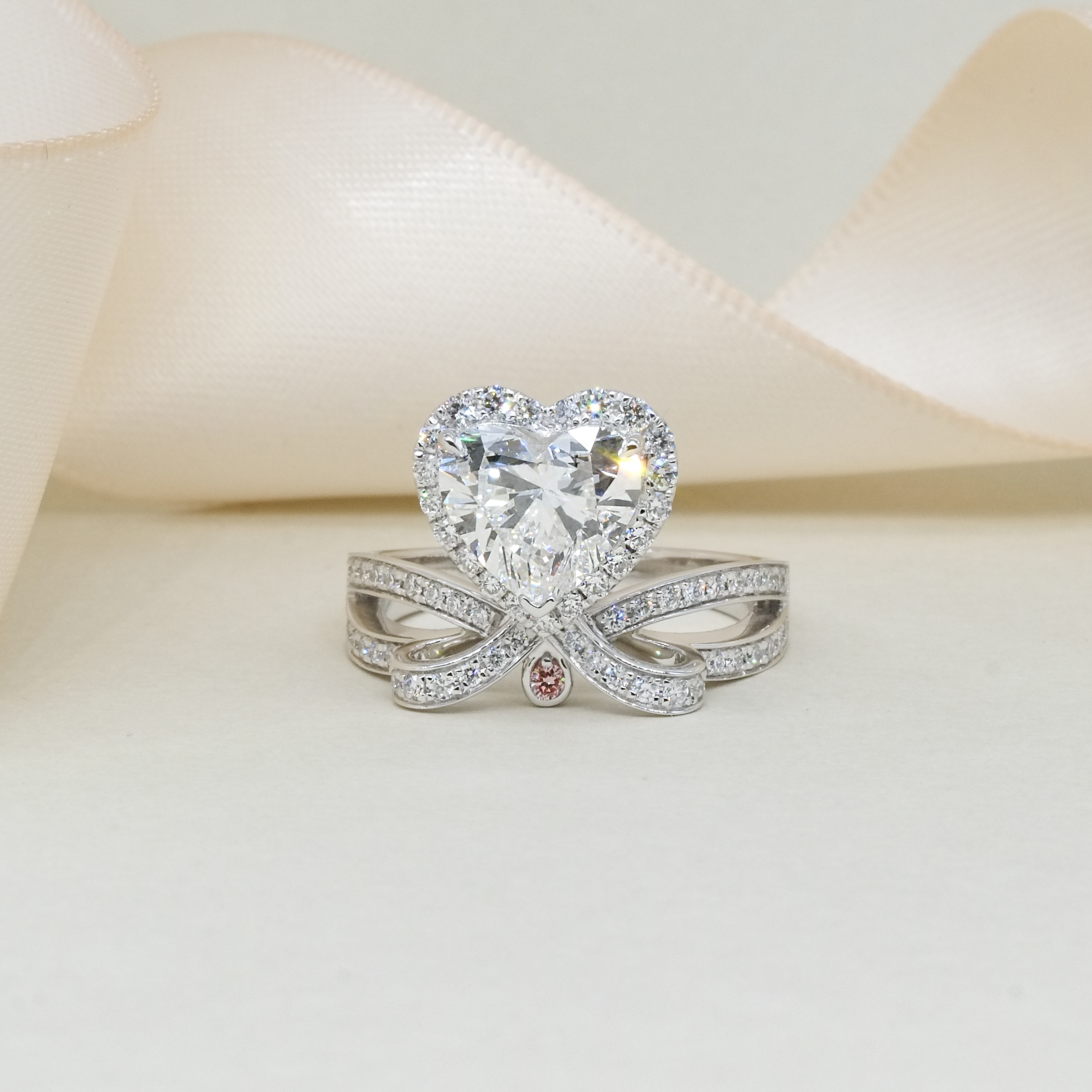 2.08ct D VS1 心形培育鑽石18K白金戒指