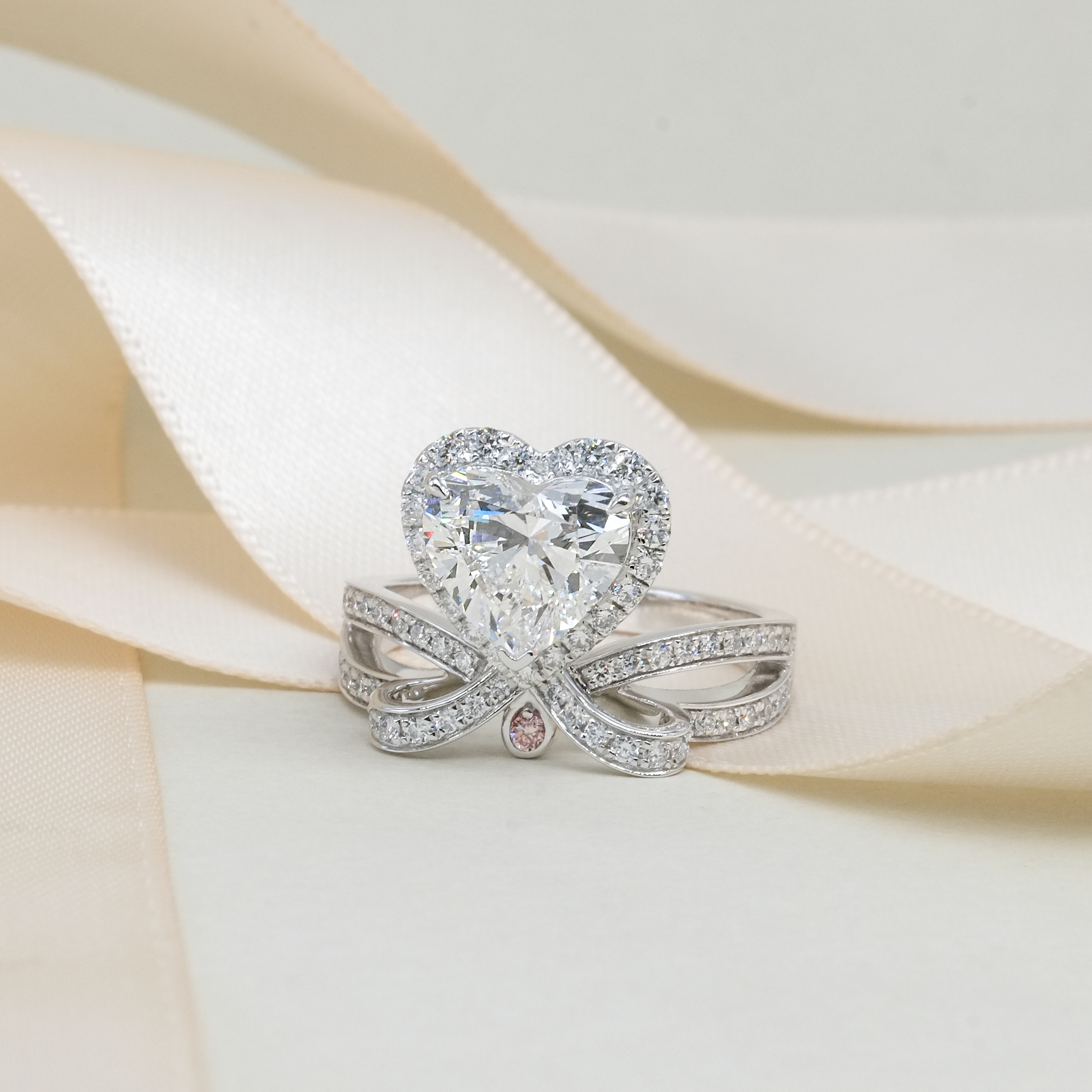 2.08ct D VS1 心形培育鑽石18K白金戒指