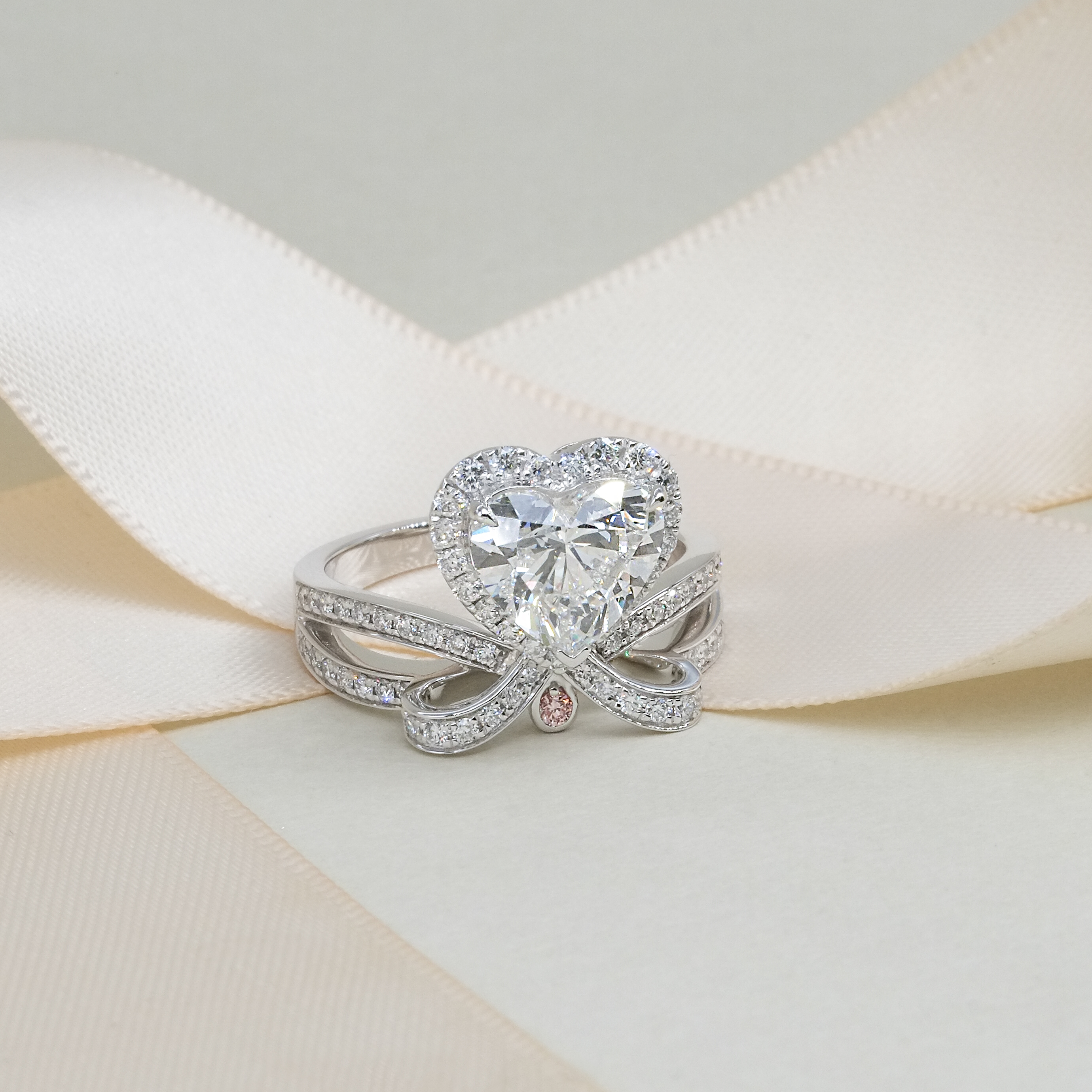 2.08ct D VS1 心形培育鑽石18K白金戒指