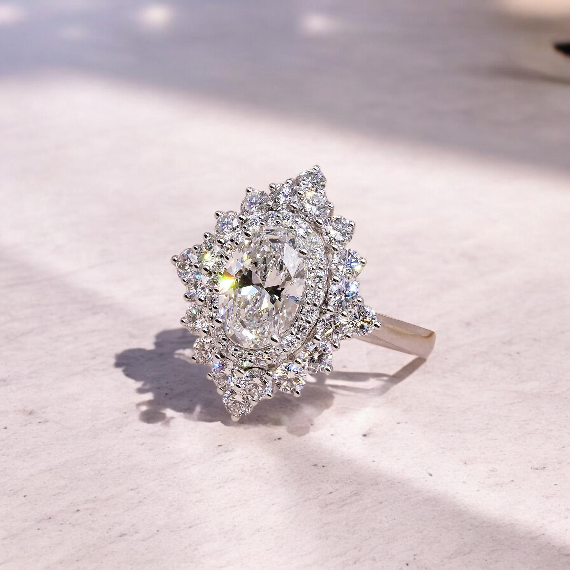 1.53ct D VVS2 橢圓形培育鑽石18K白金戒指