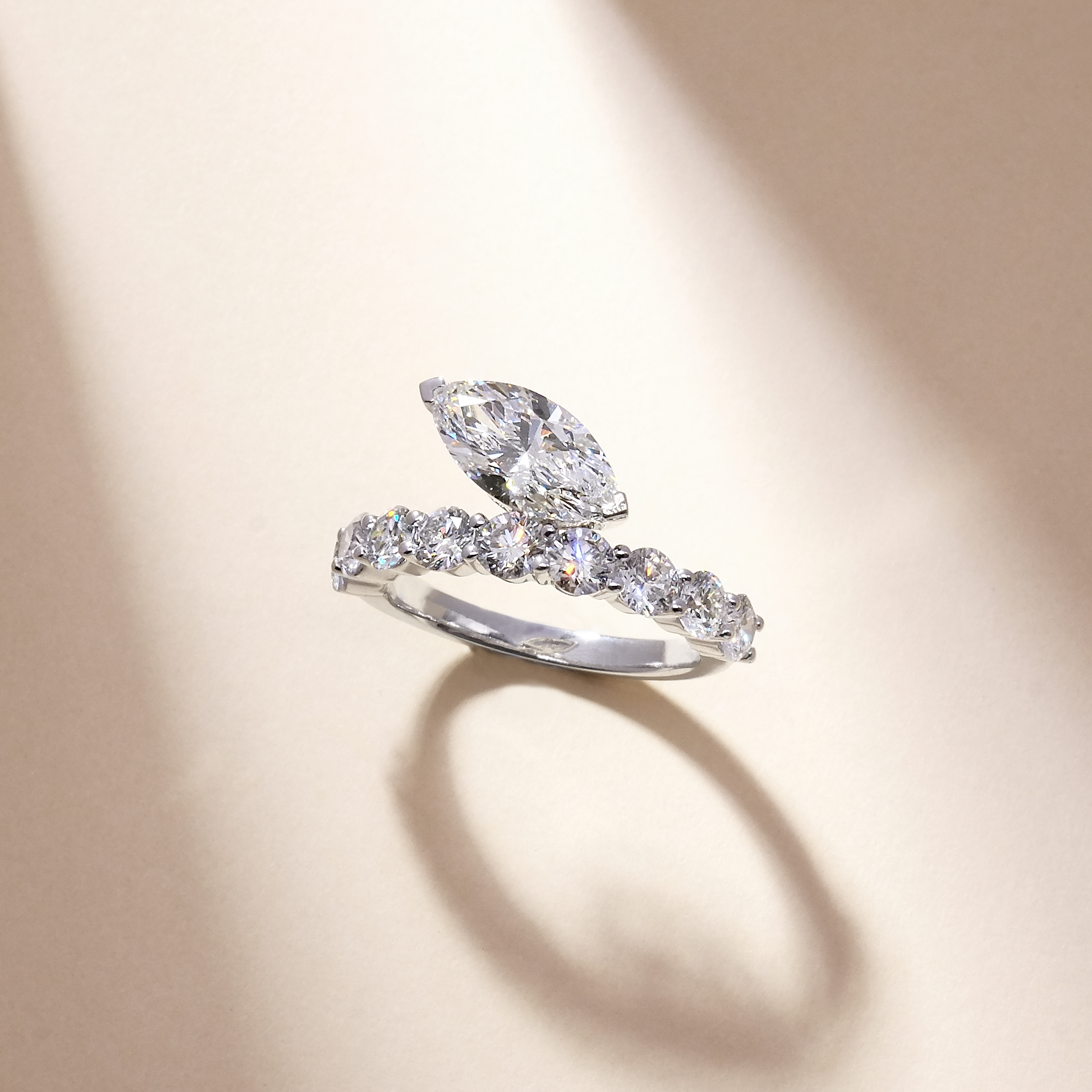 1.50ct D VVS2 馬眼形培育鑽石18K白金戒指