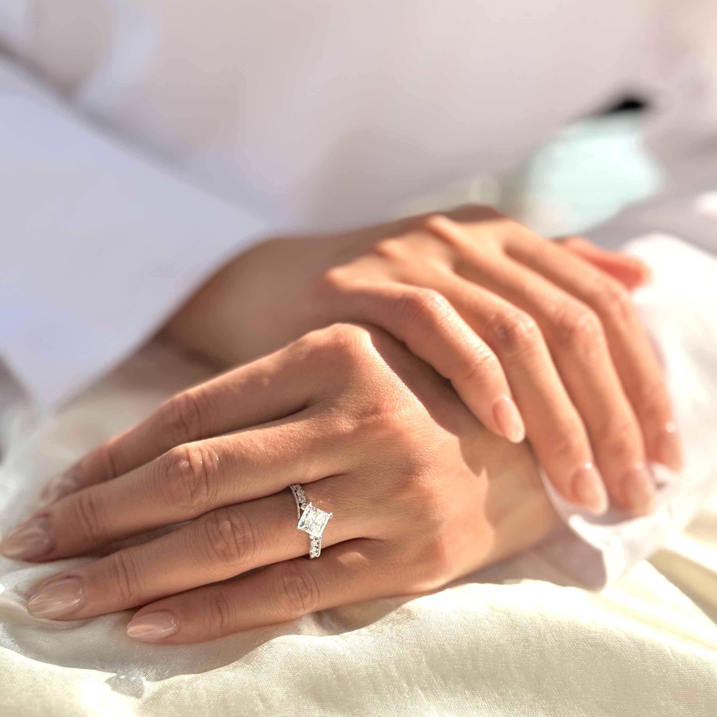 1.51ct D VVS2 公主方形培育鑽石18K白金戒指 (附證書)