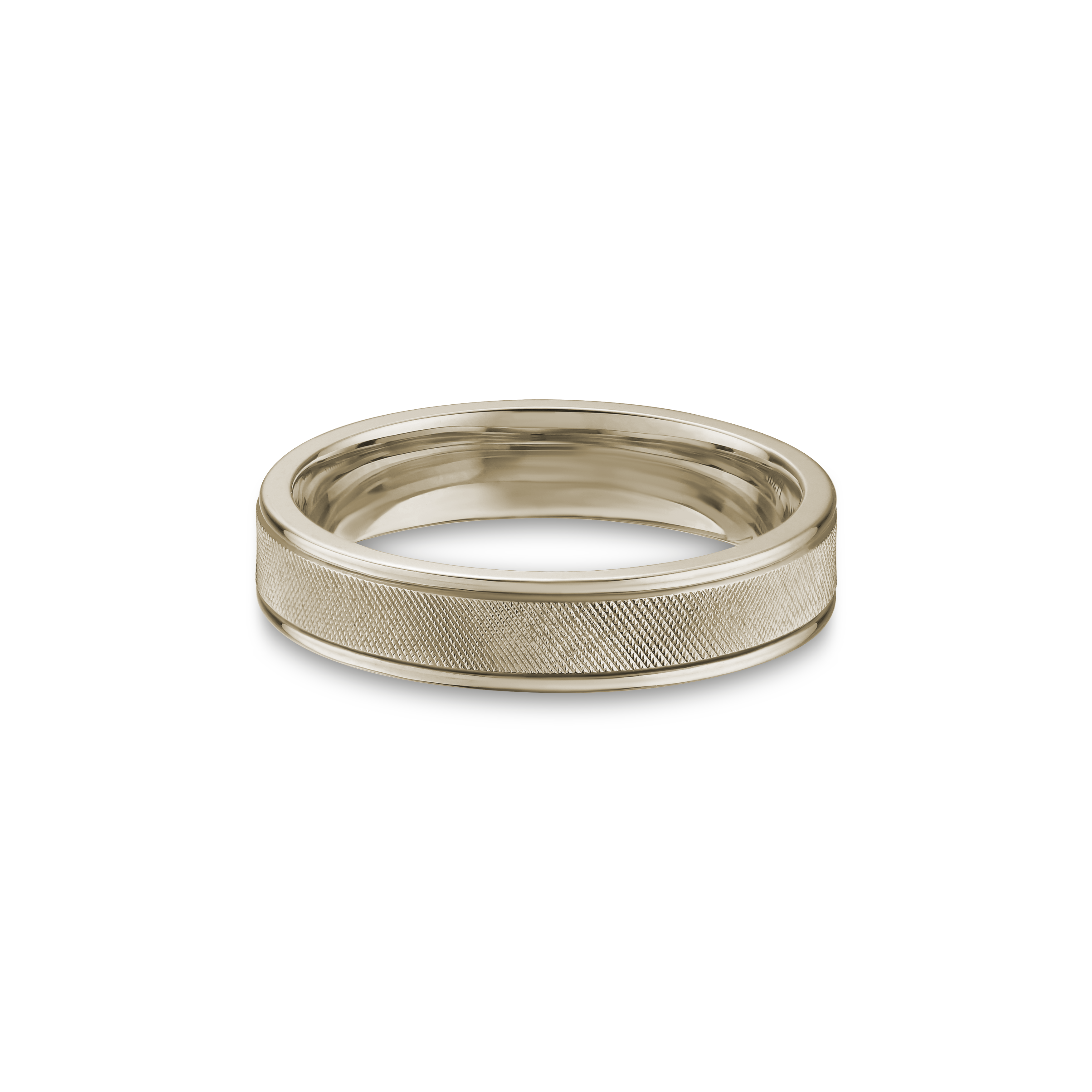 GONGBANG.301 韓系波光紋理結婚對戒，呈現大海粼粼波光的折射效果，天然白金色