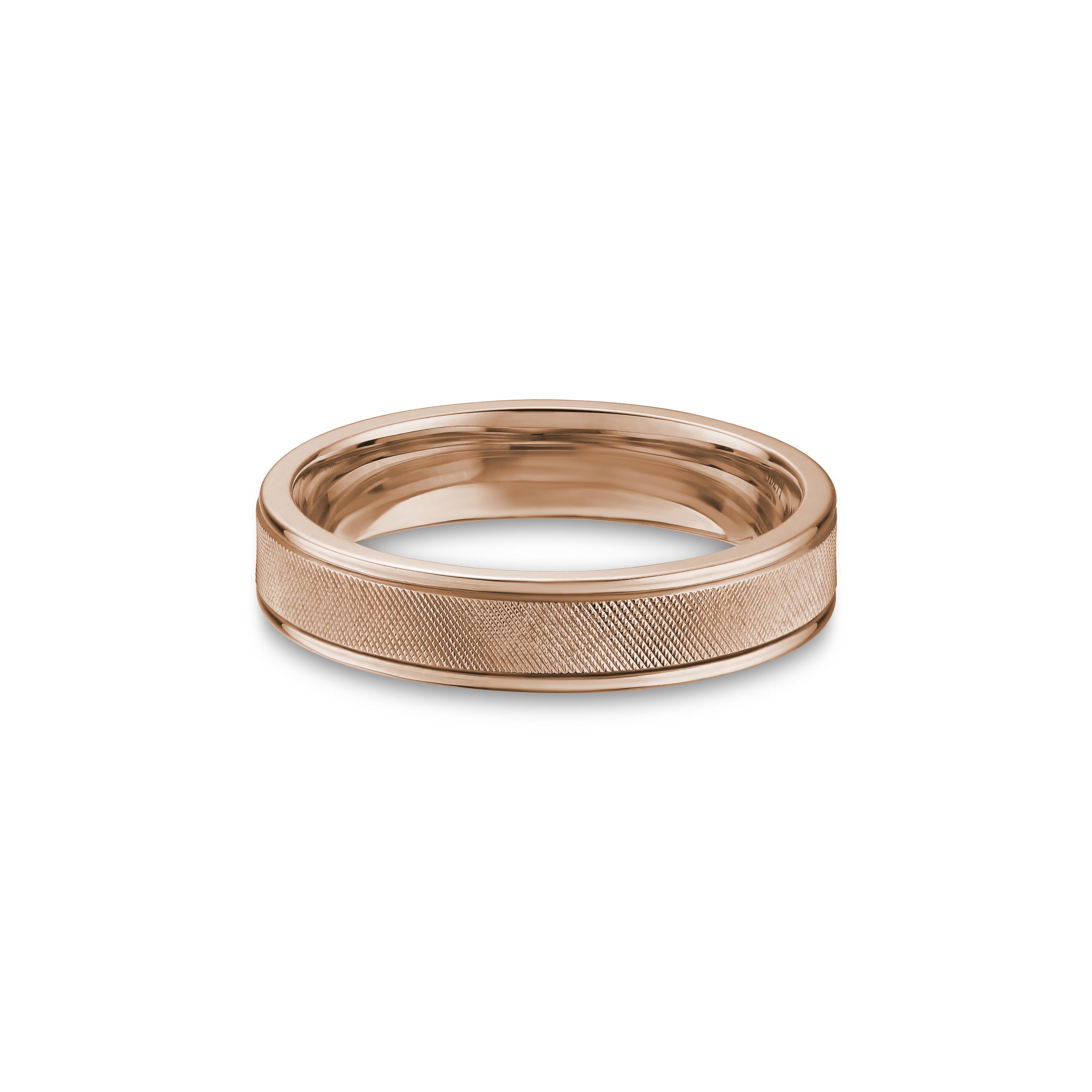 戒指表面特殊工藝細節特寫，模擬海面光影的細緻紋理，邊緣拋光處理，玫瑰金色