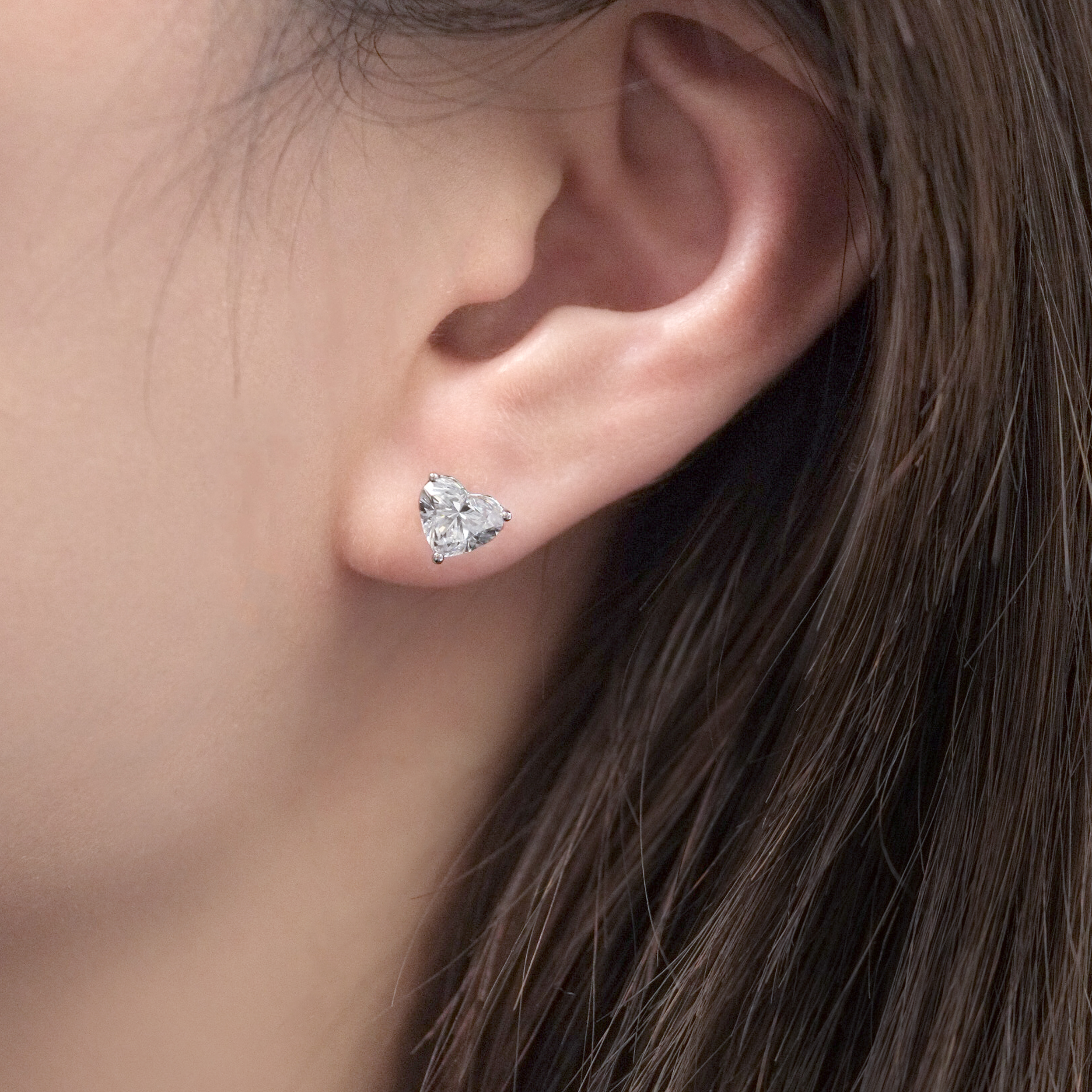 光環心形培育鑽石三戴耳環